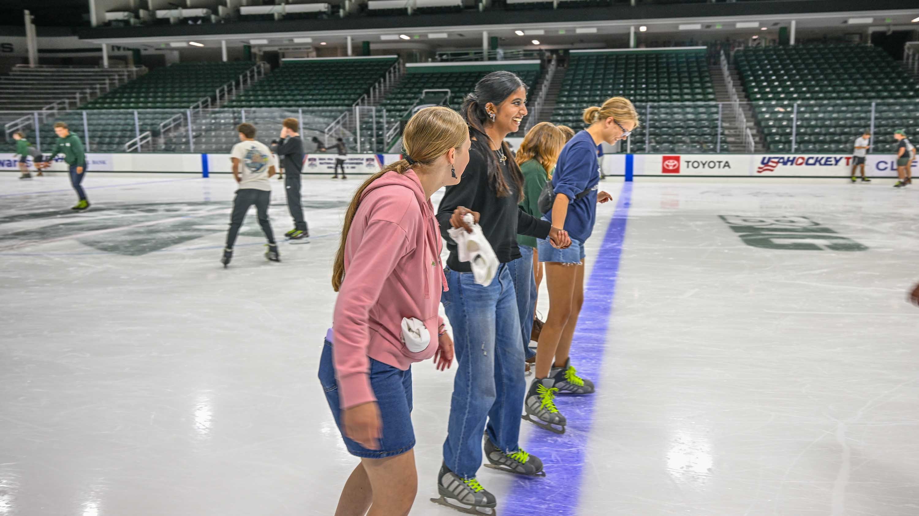 Students ice skating