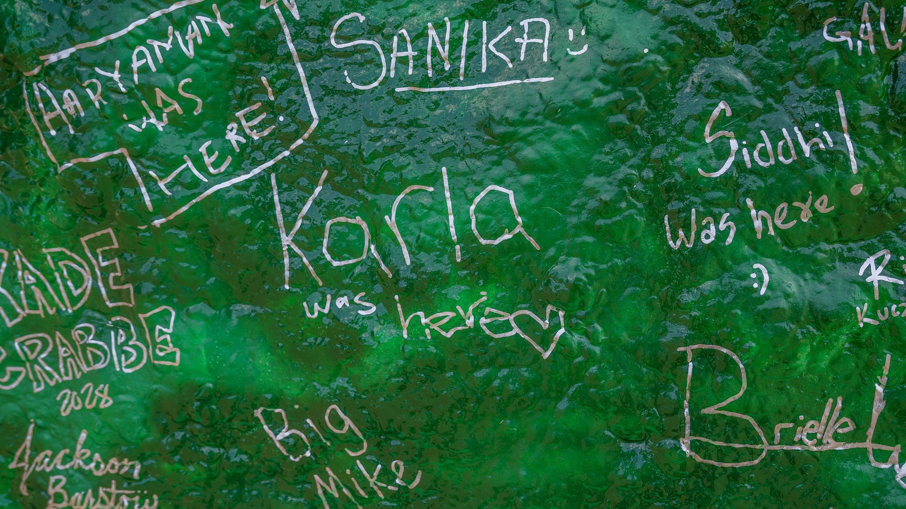 Names written on MSU Rock
