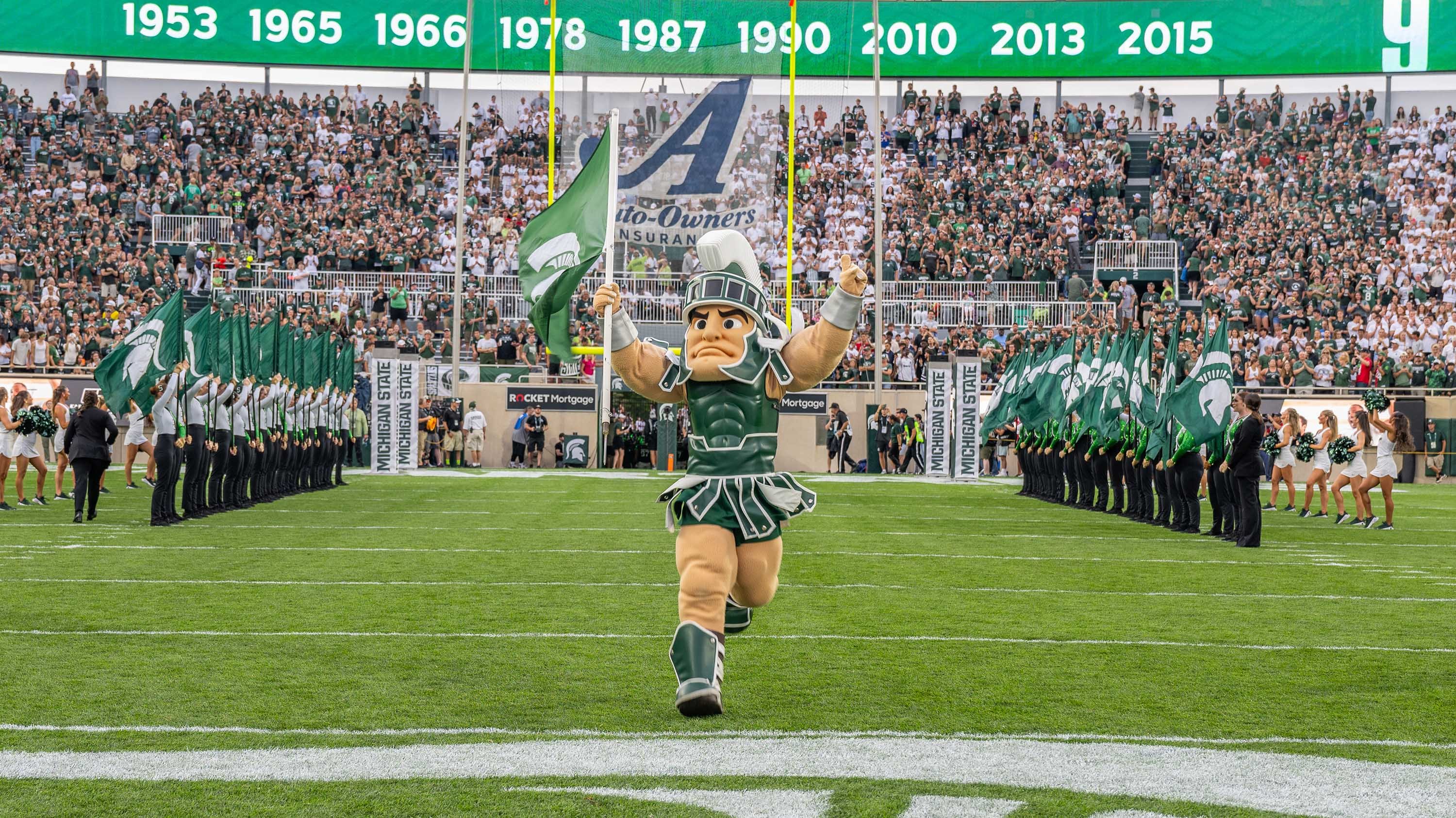 Sparty on football field