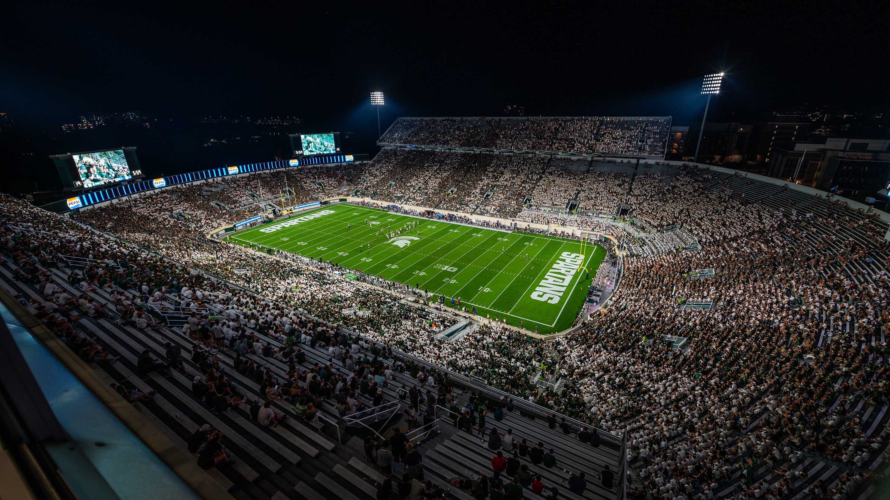 Spartan Stadium at night
