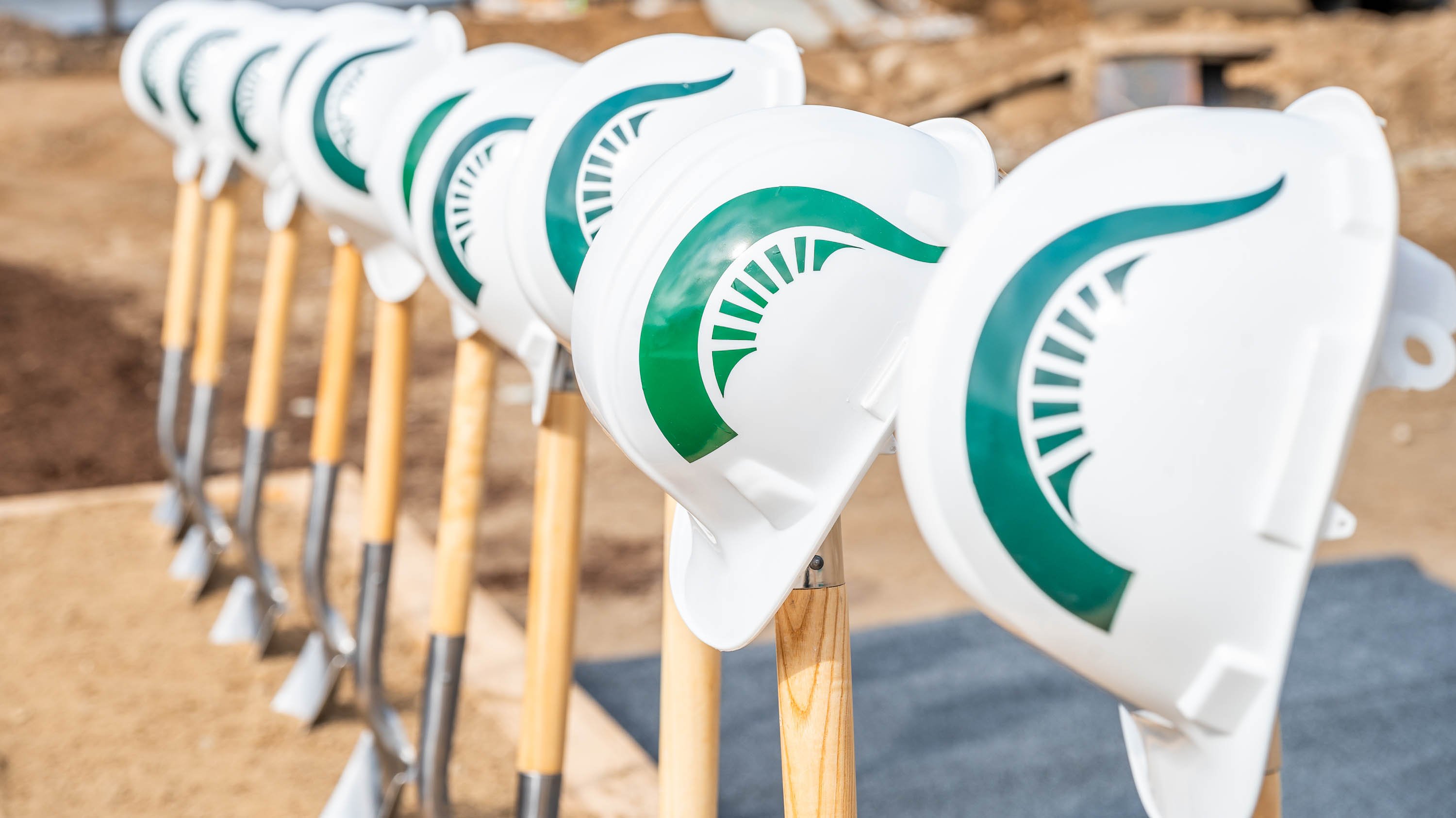 MSU hard hats and shovels