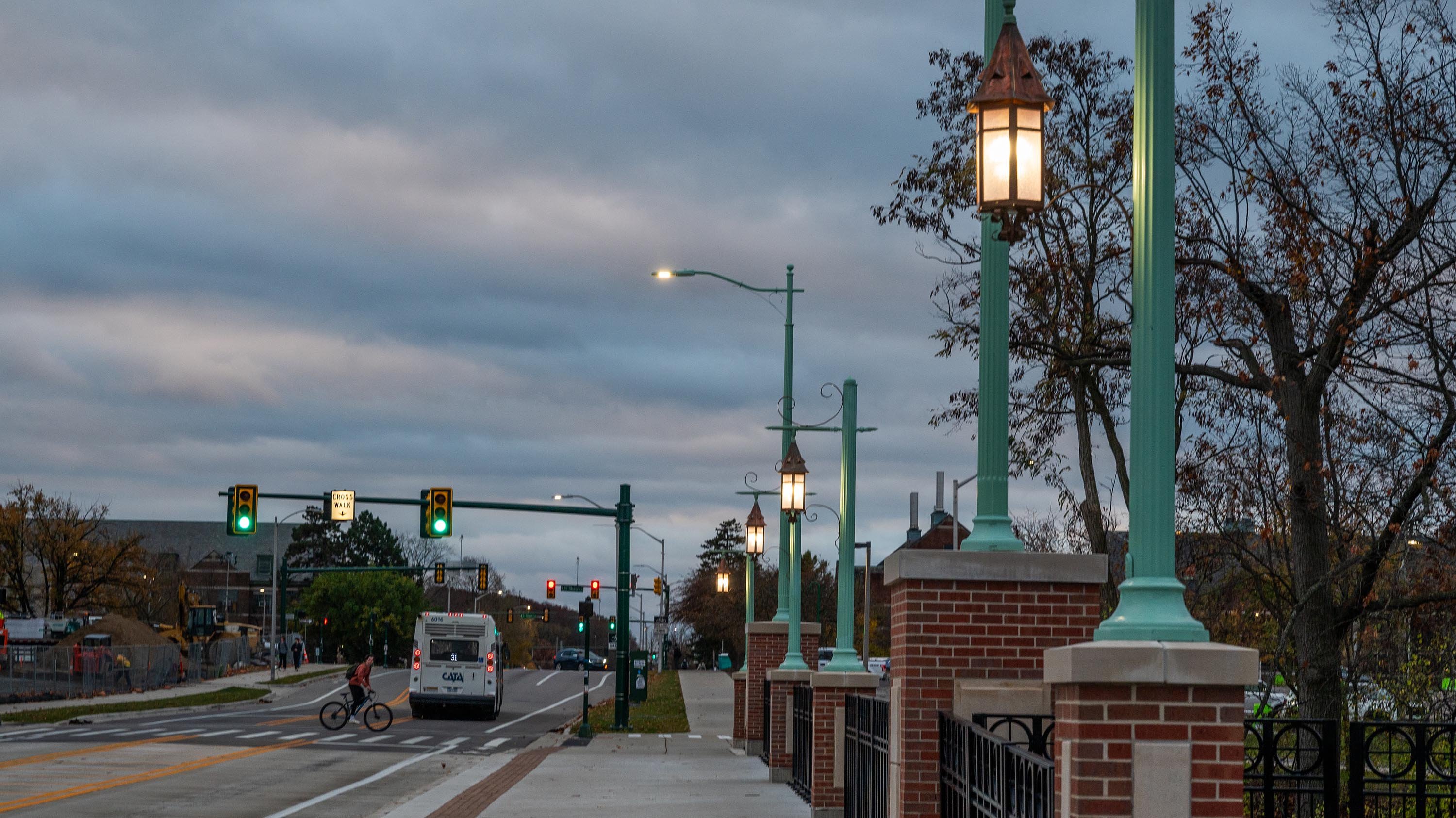 Street lights on Farm Lane bridge
