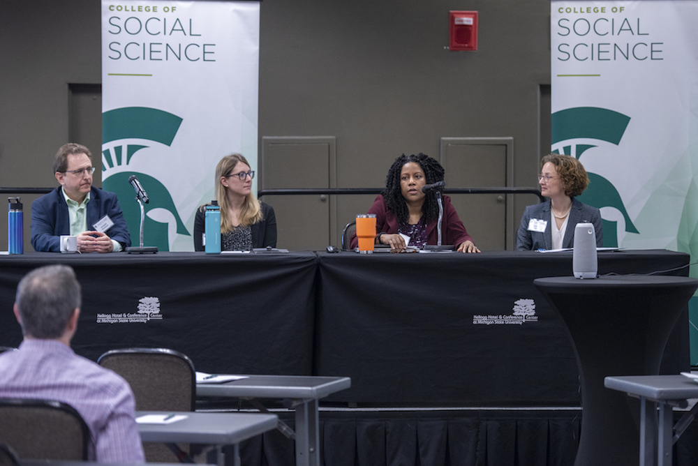 MSU faculty speaking on a panel. Credit Jackie Hawthorne.