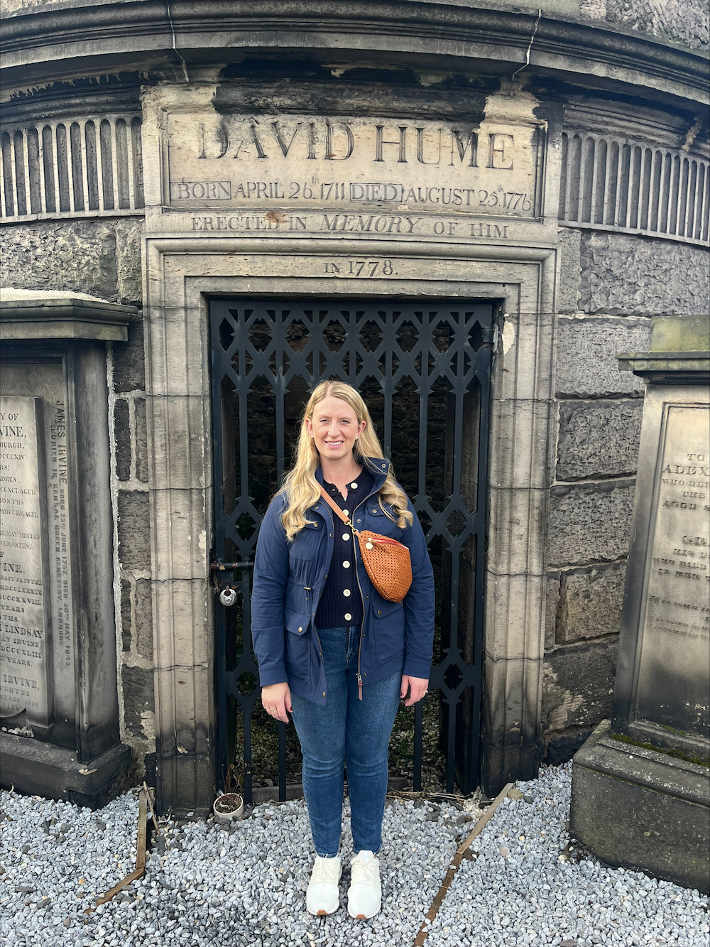 Wolf visits the tomb of David Hume, who like Smith, was an 18th century economist and philosopher. Courtesy of Wolf.