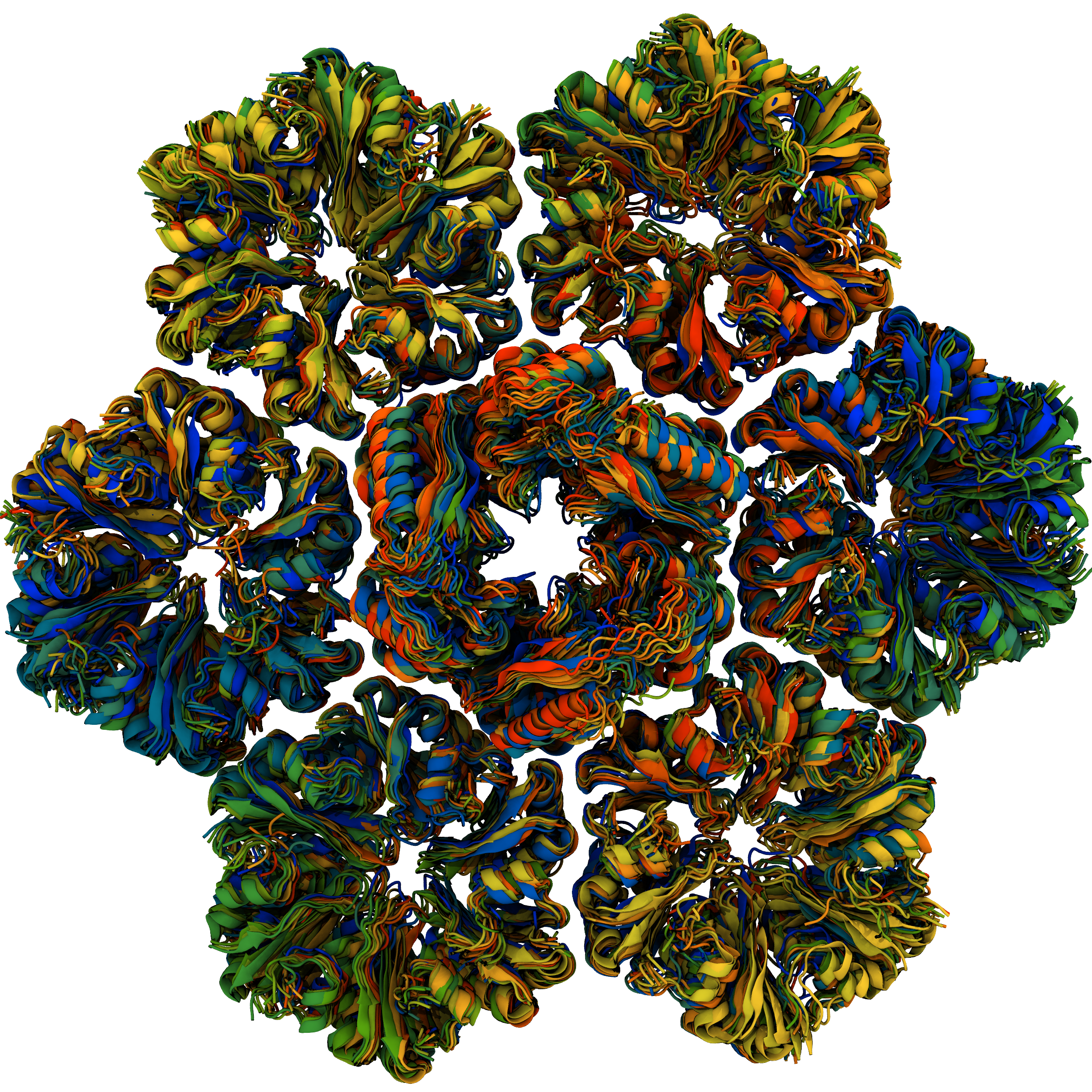Multiple superimposed structures for a bacterial microcompartment shell subset