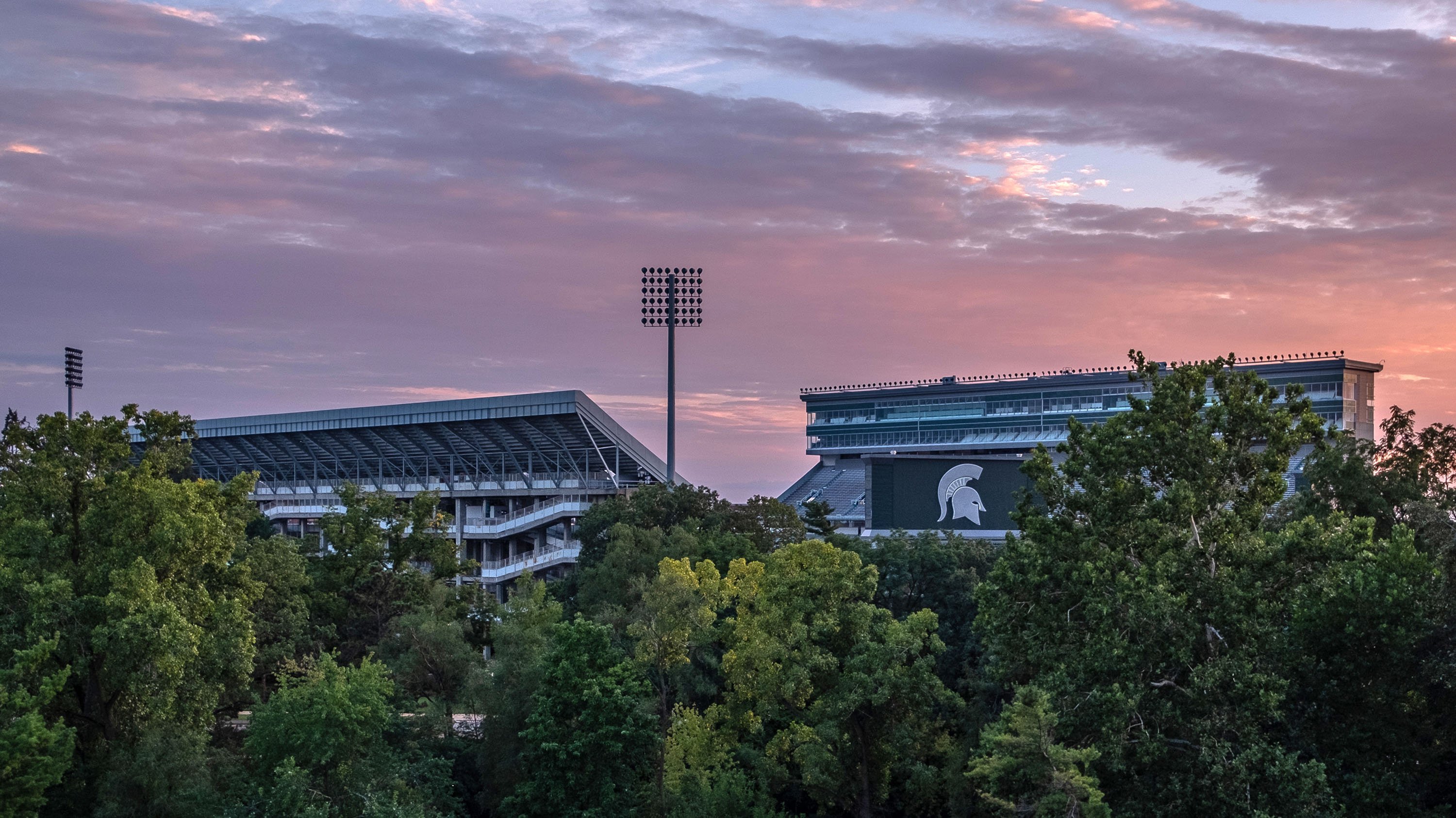 Spartan Stadium at sunset