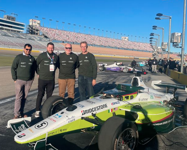 Judd Herzer (Second from the left) in Las Vegas, NV during the PoliMOVE-MSU testing for the Indy Autonomous Challenge