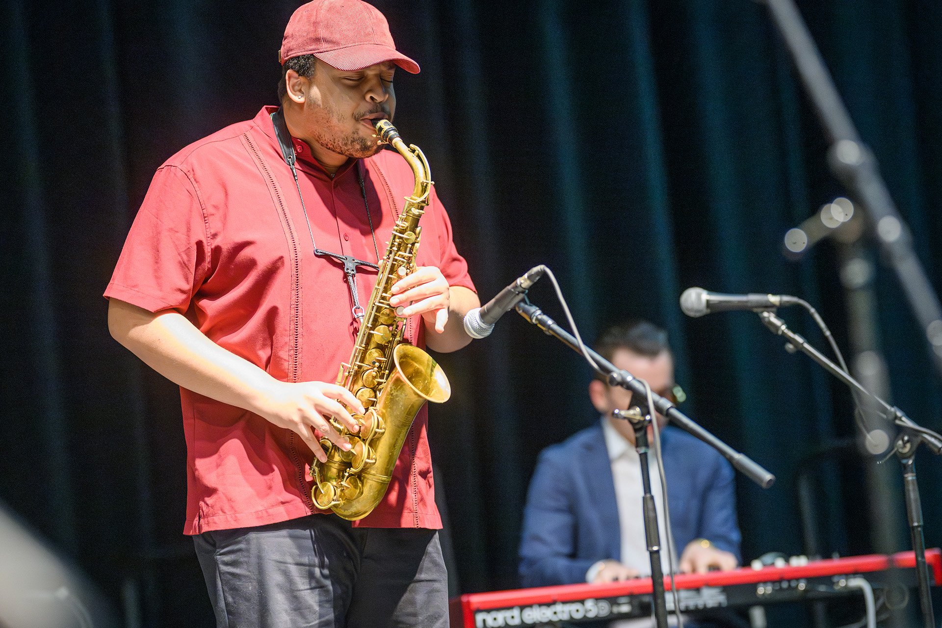 MSU Jazz performer plays the saxophone