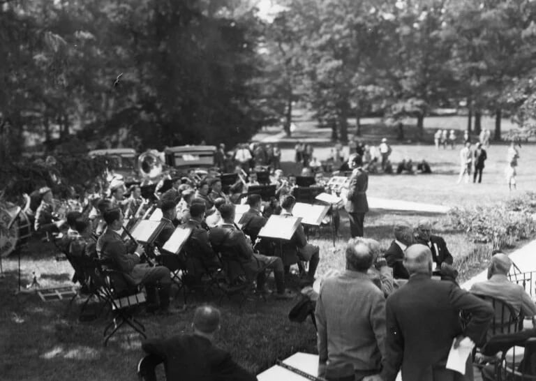 MSC band members at Beaumont tower dedication
