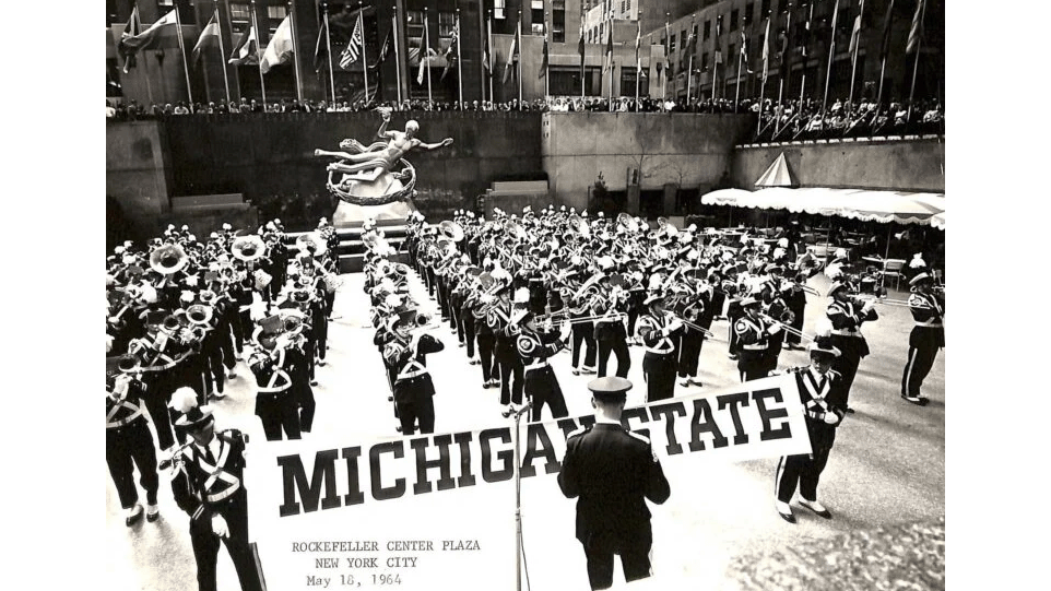 Spartan Marching Band performing at Worlds Fair