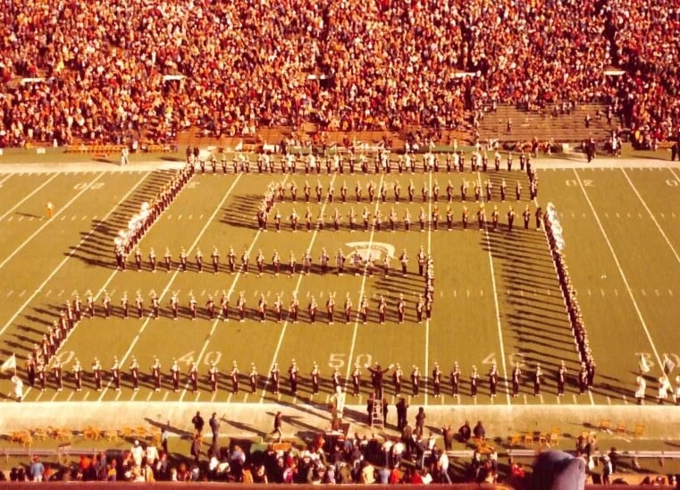 Spartan Marching Band in S formation