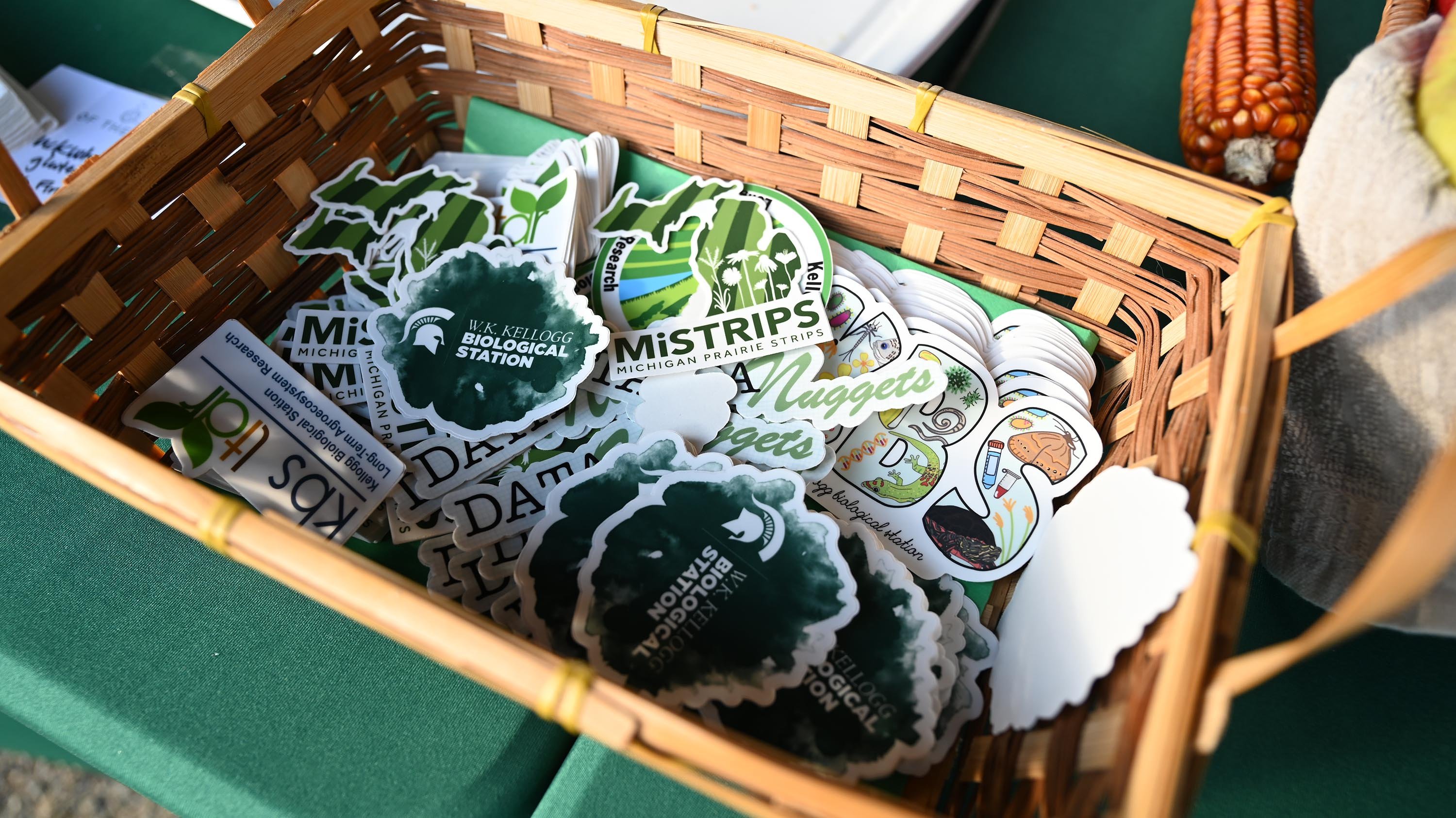 A basket full of stickers