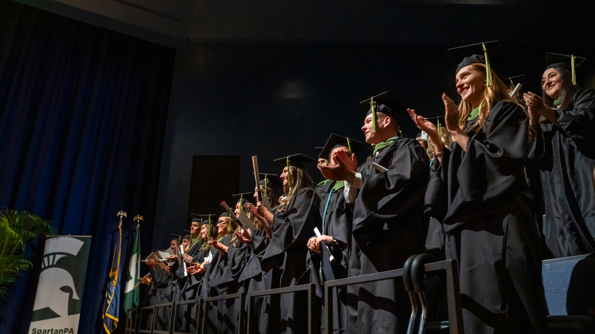 The 2024 class of PA Medicine students gathered for the program?s first PA Medicine commencement from the MSU College of Osteopathic Medicine. Photo courtesy of Steve Jessmore Photography.
