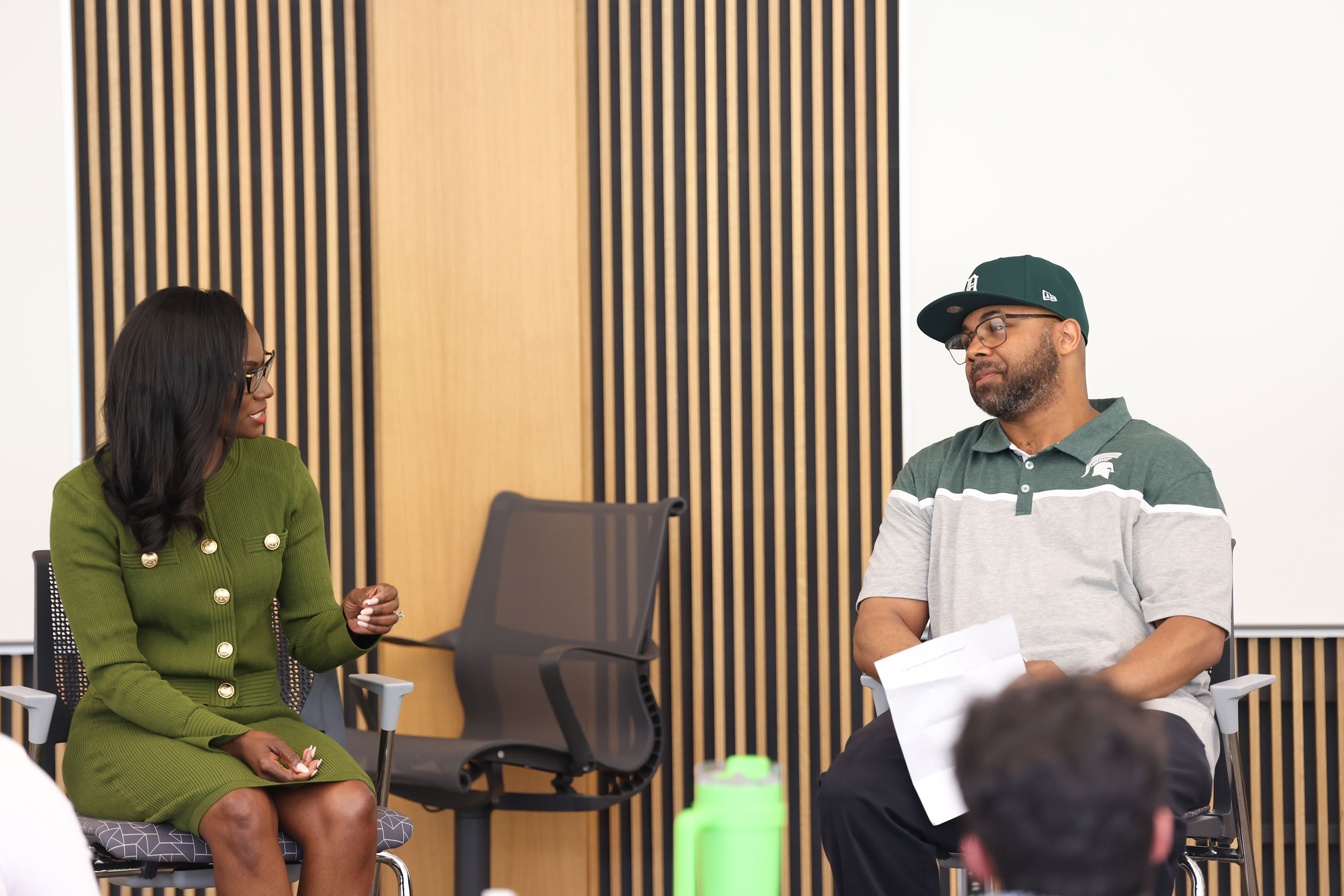 Two people leading a discussion.