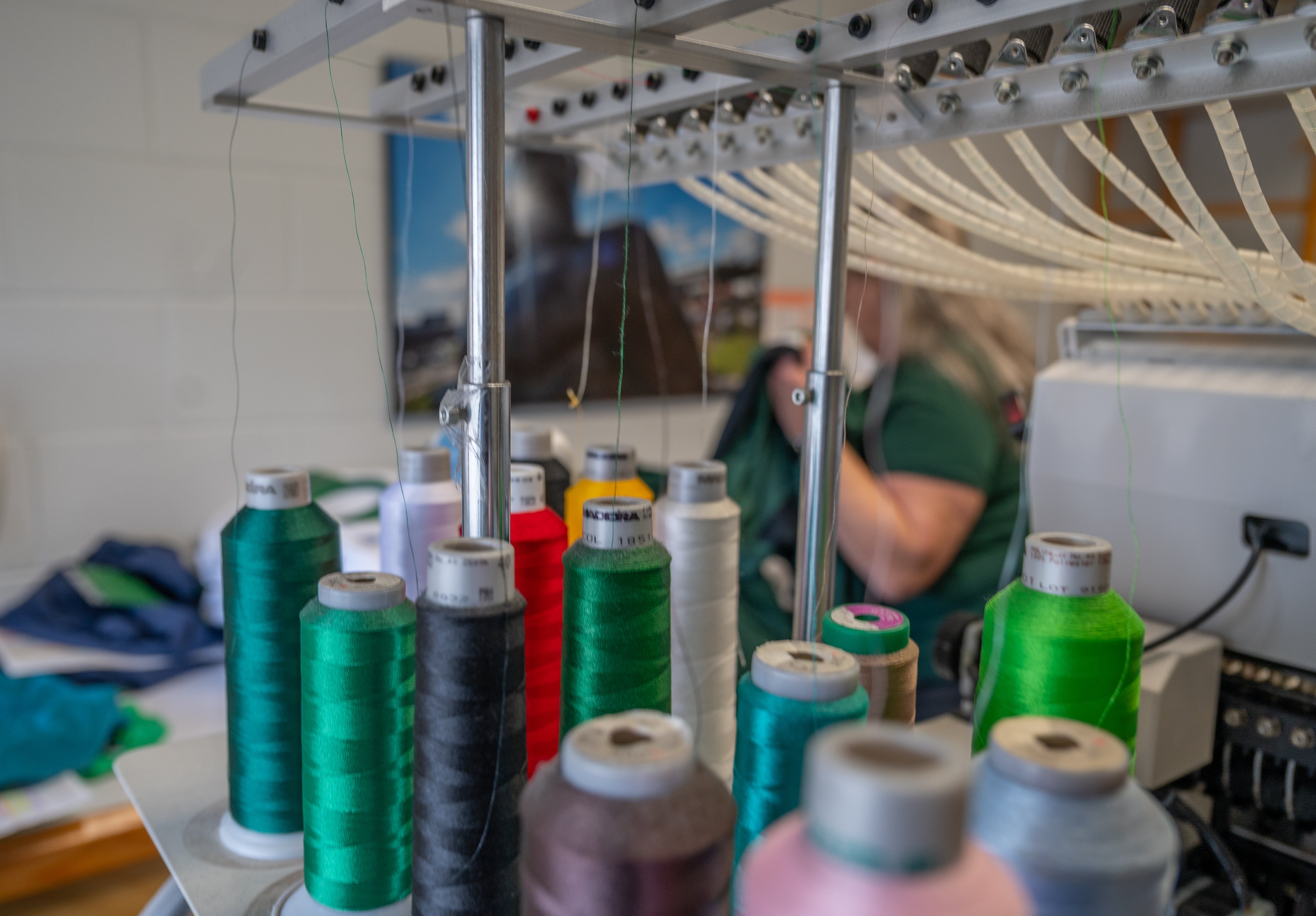 Starting the stitching, after programming ?Tour Guide? into the controls.