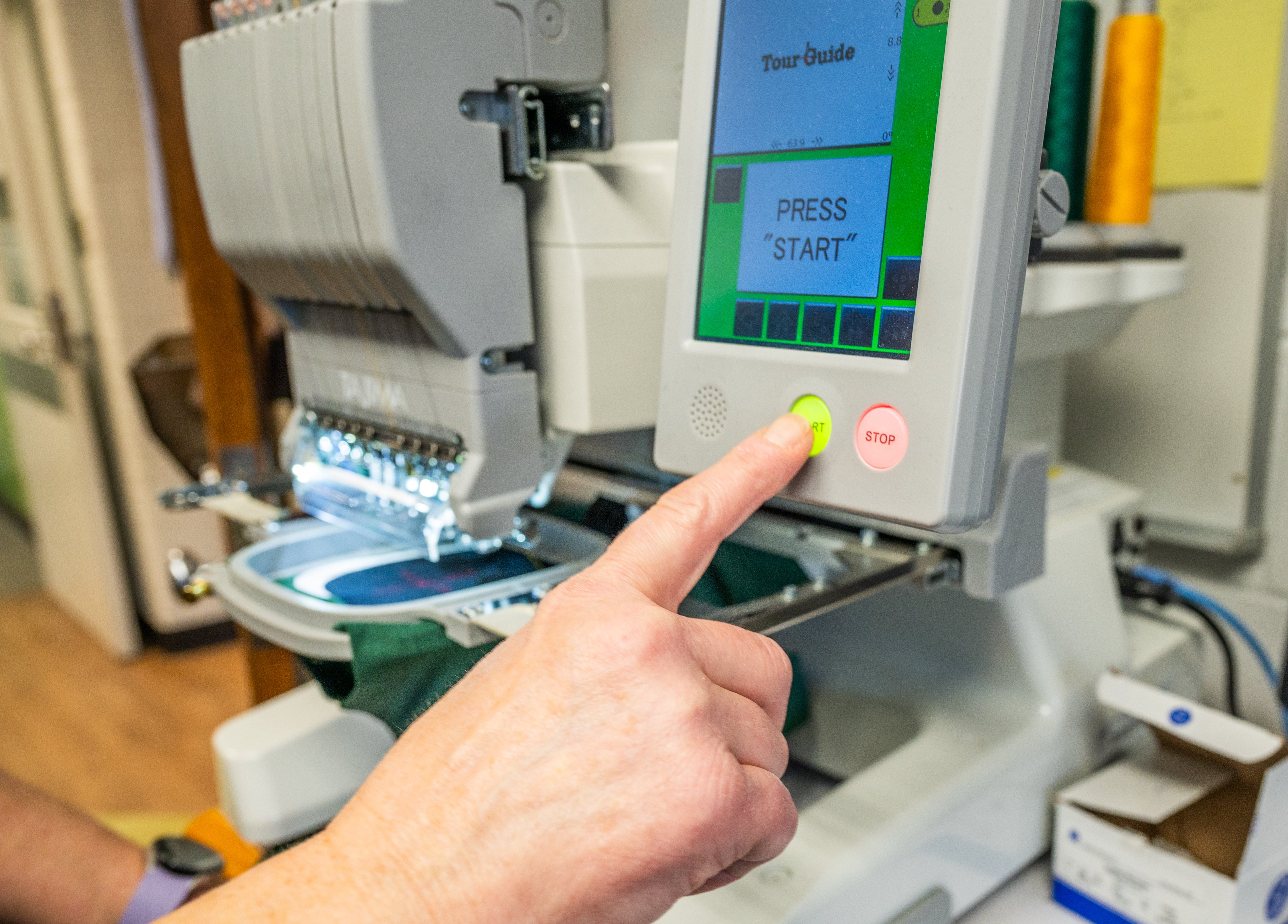 Colored thread used in the machines, gives clients a lot of options.