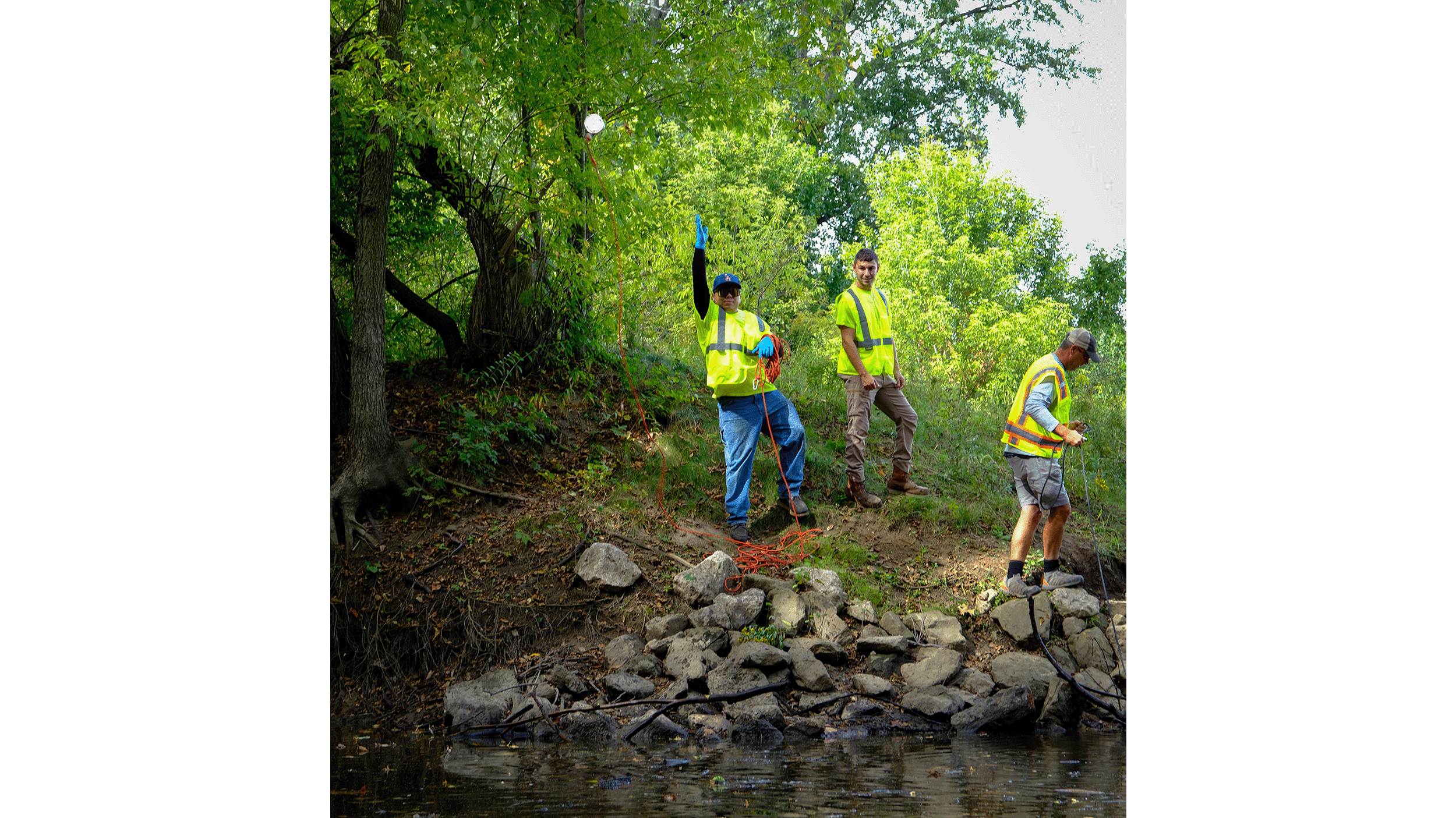 Cleanup crew in river