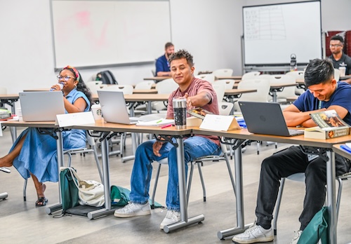 Students listen during lecture.