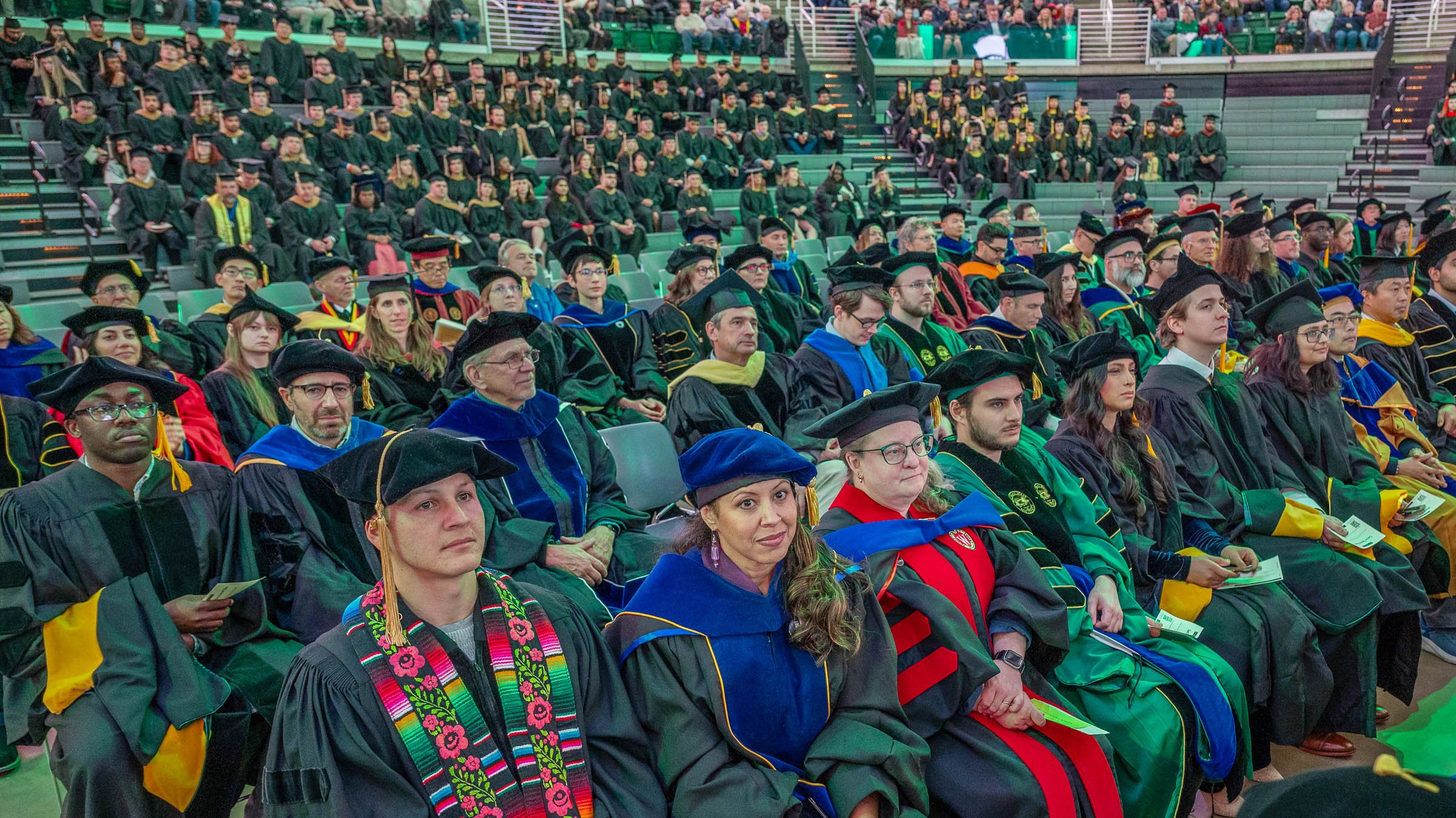 Doctoral and masters students at commencement
