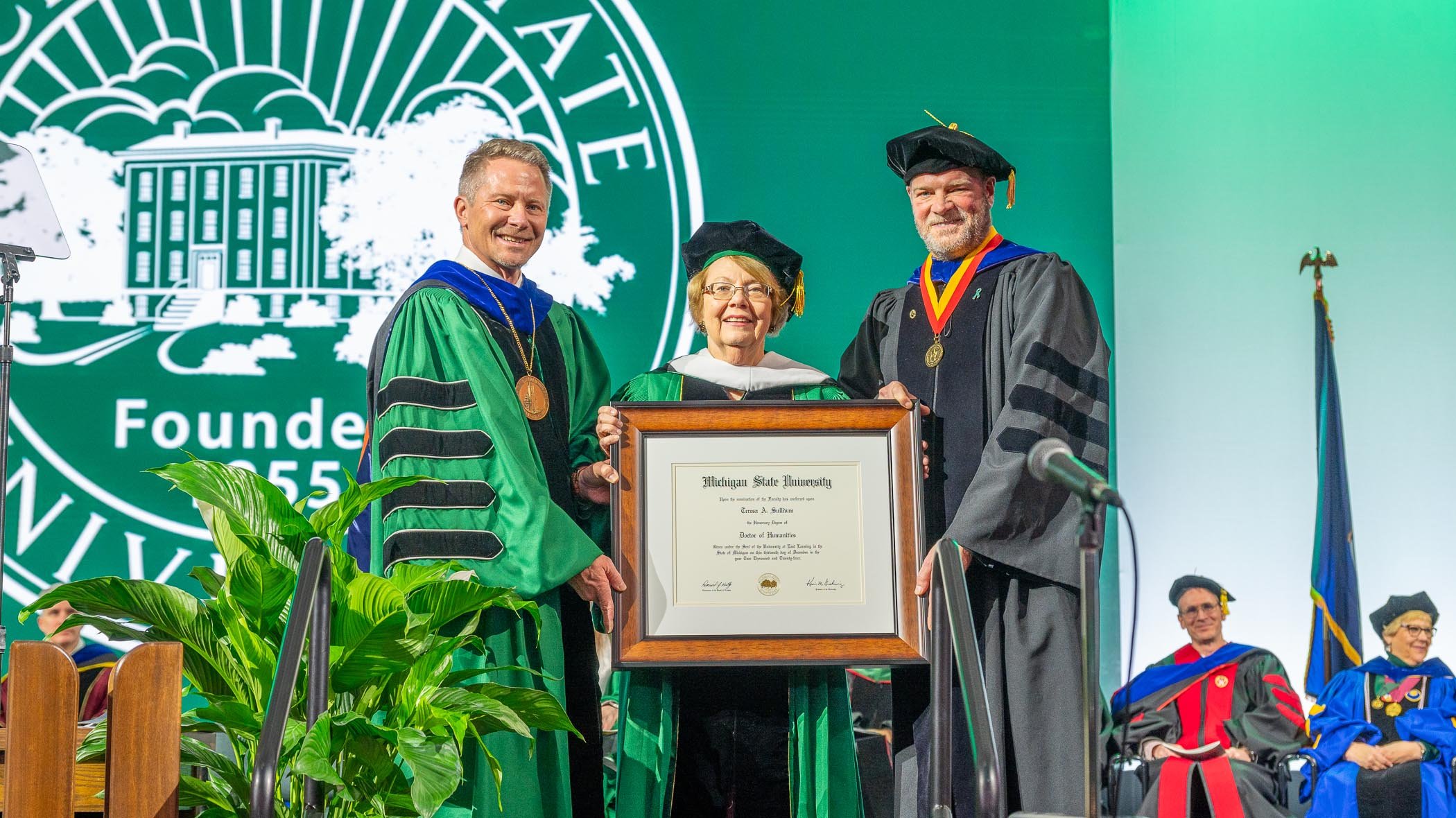 Theresa Sullivan receiving honorary degree