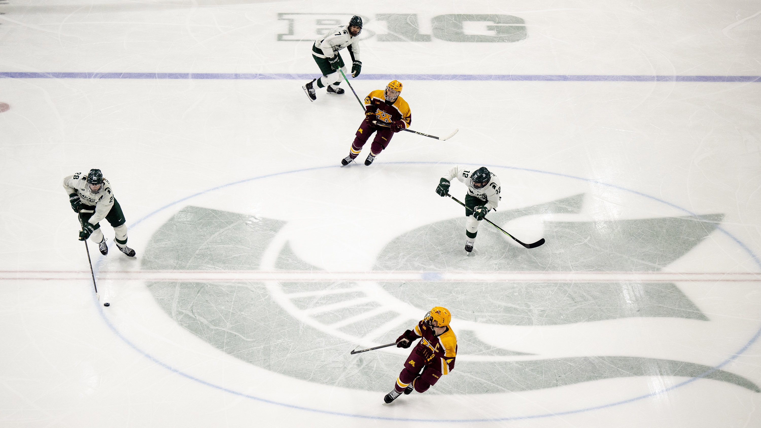 Hockey players on the ice during a game