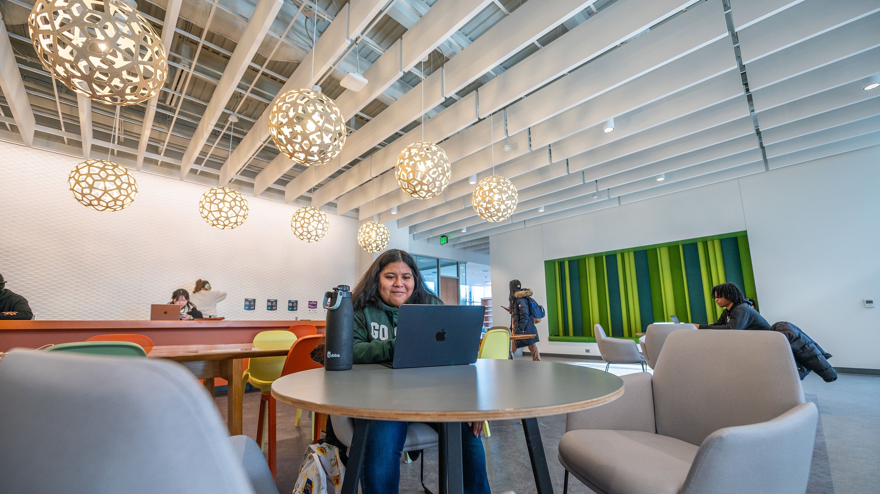 Student studying in the Multicultural Center