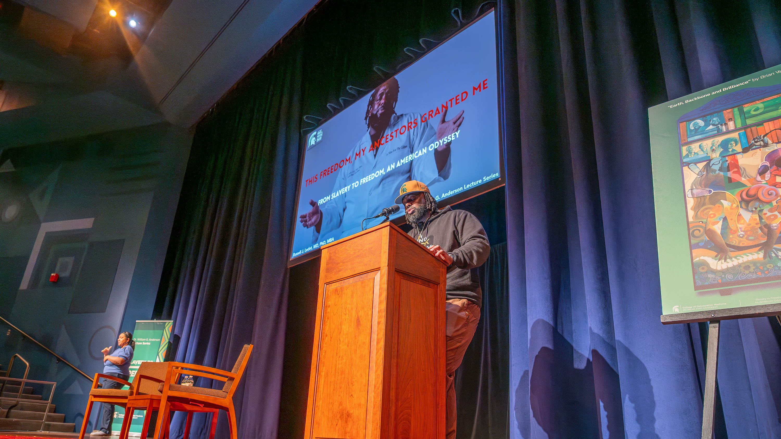 Russel Ledet speaking at Slavery to Freedom lecture series