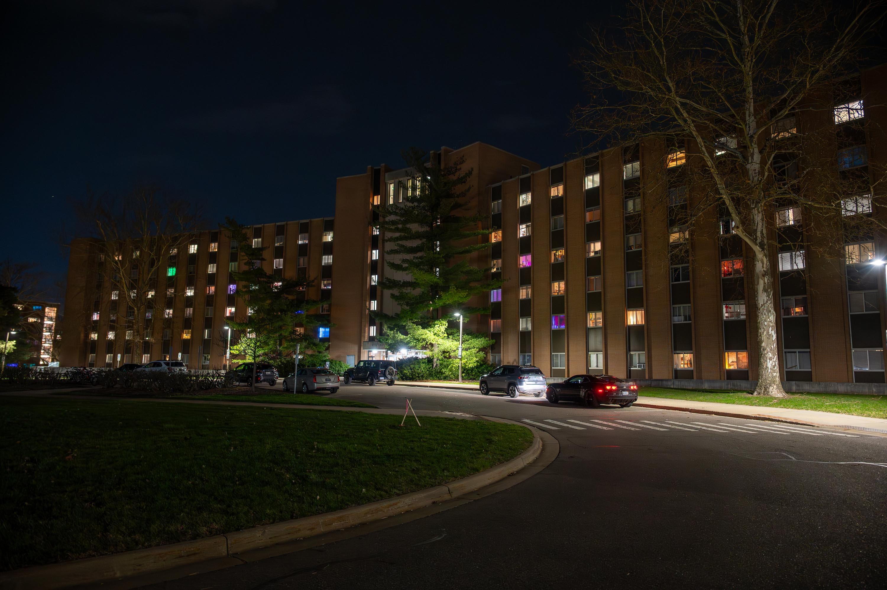 Holden Hall at night