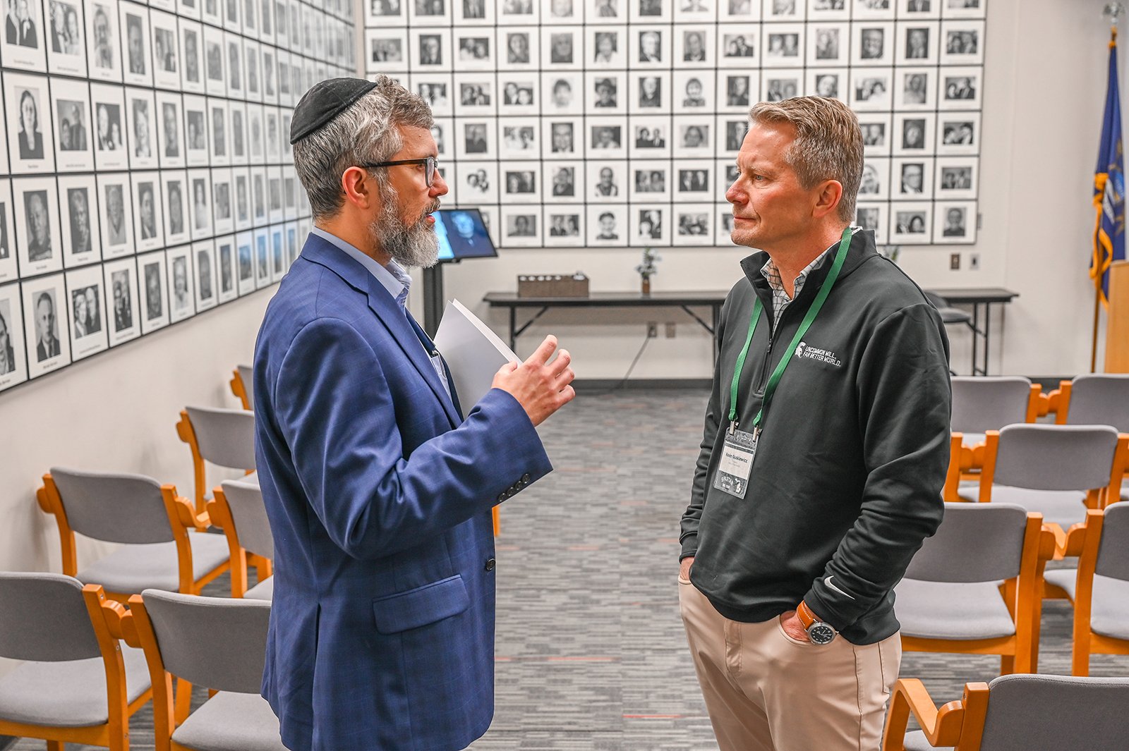 Two men talking