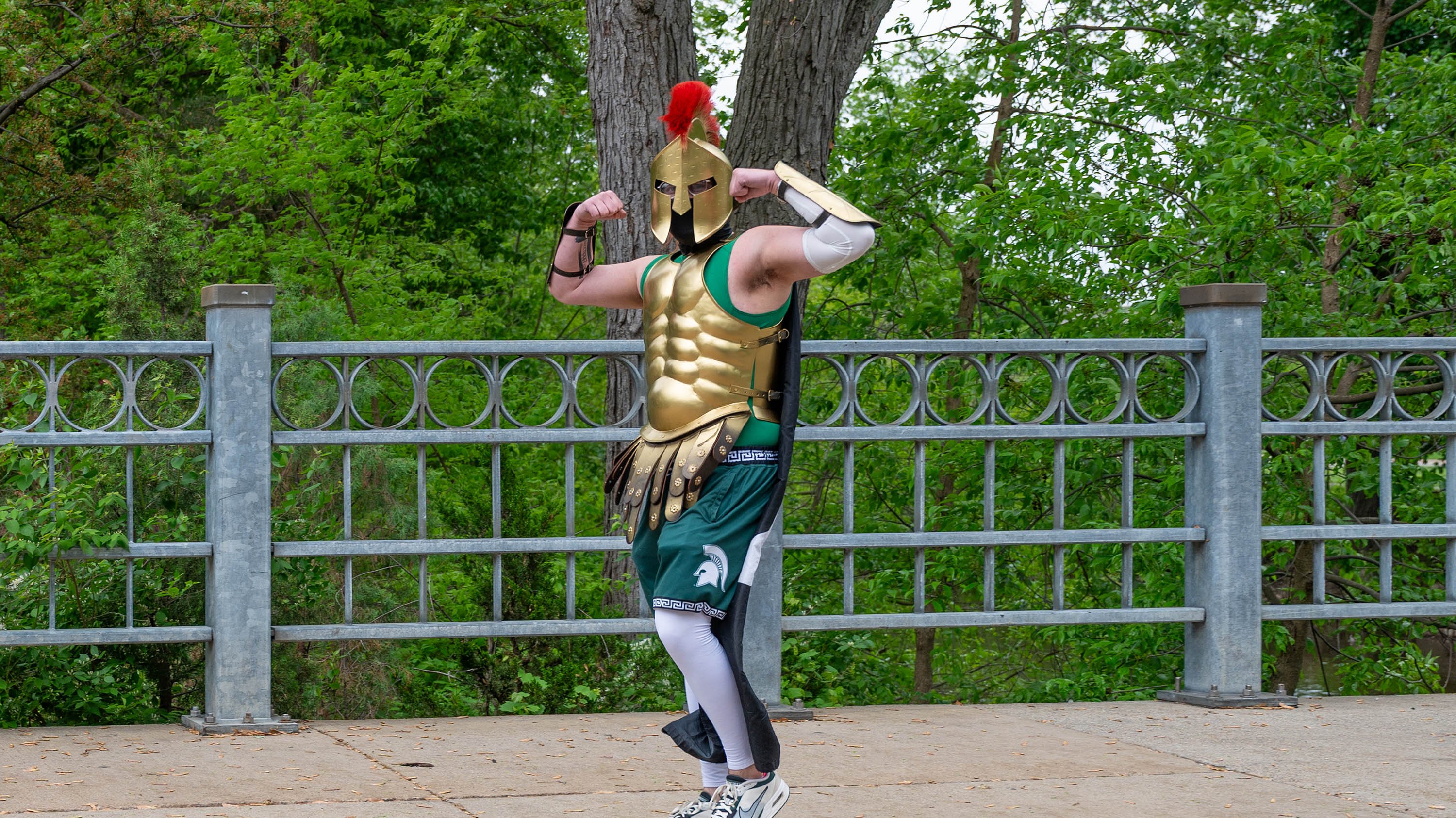 Person wearing Spartan costume