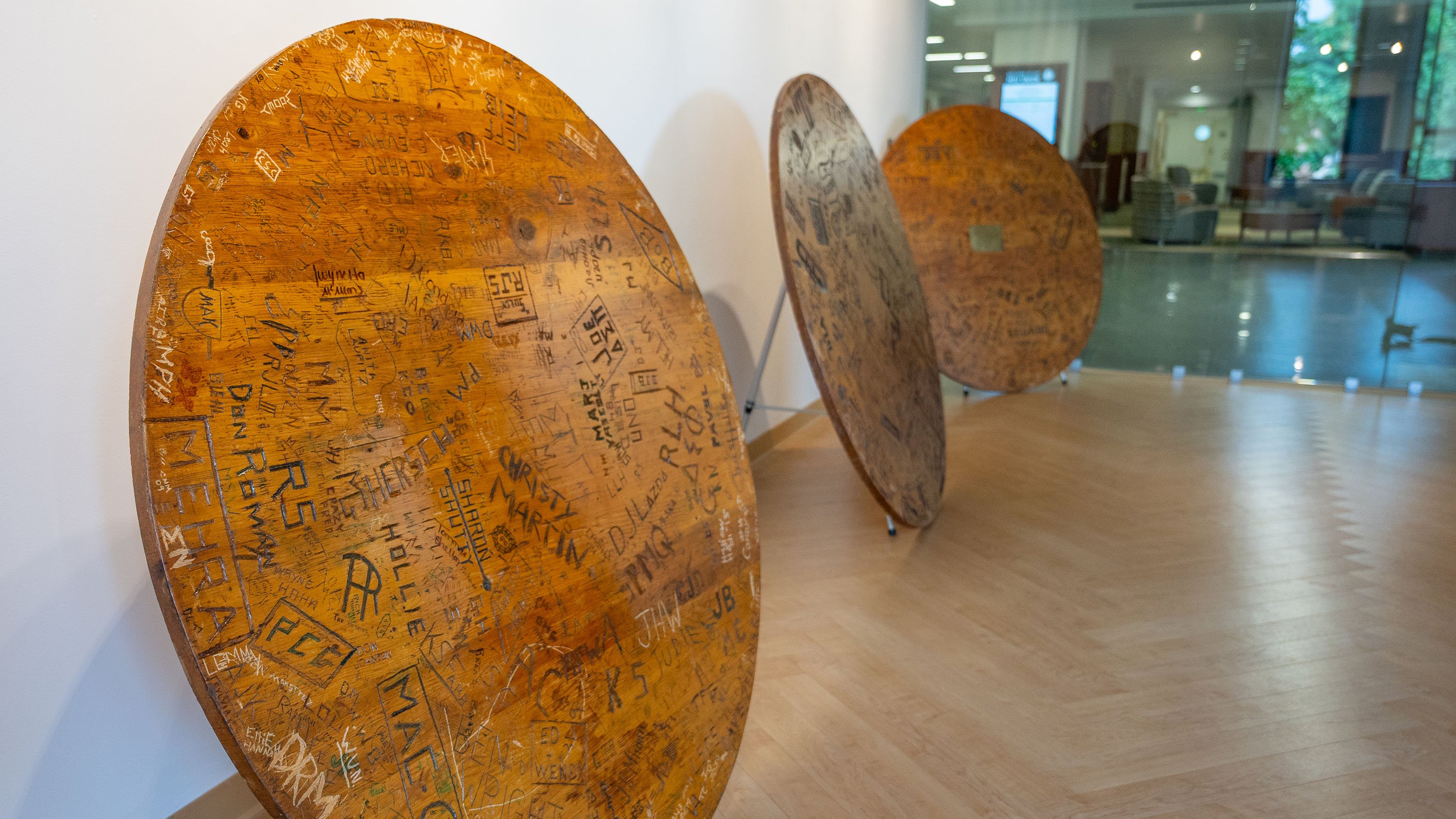 Antique tables at MSU Union