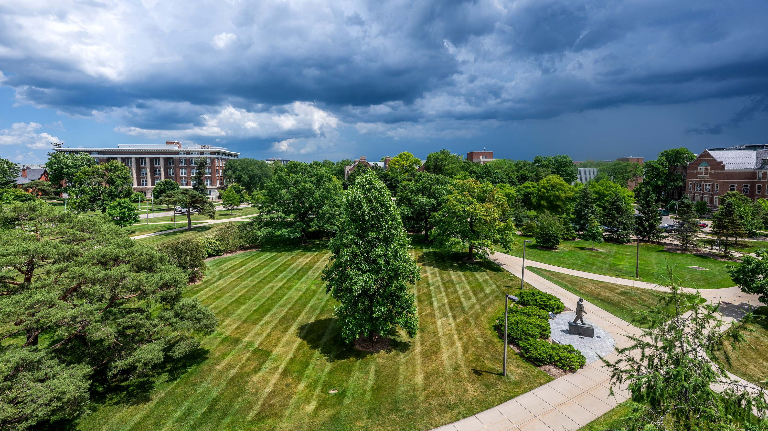 Campus during a summer storm
