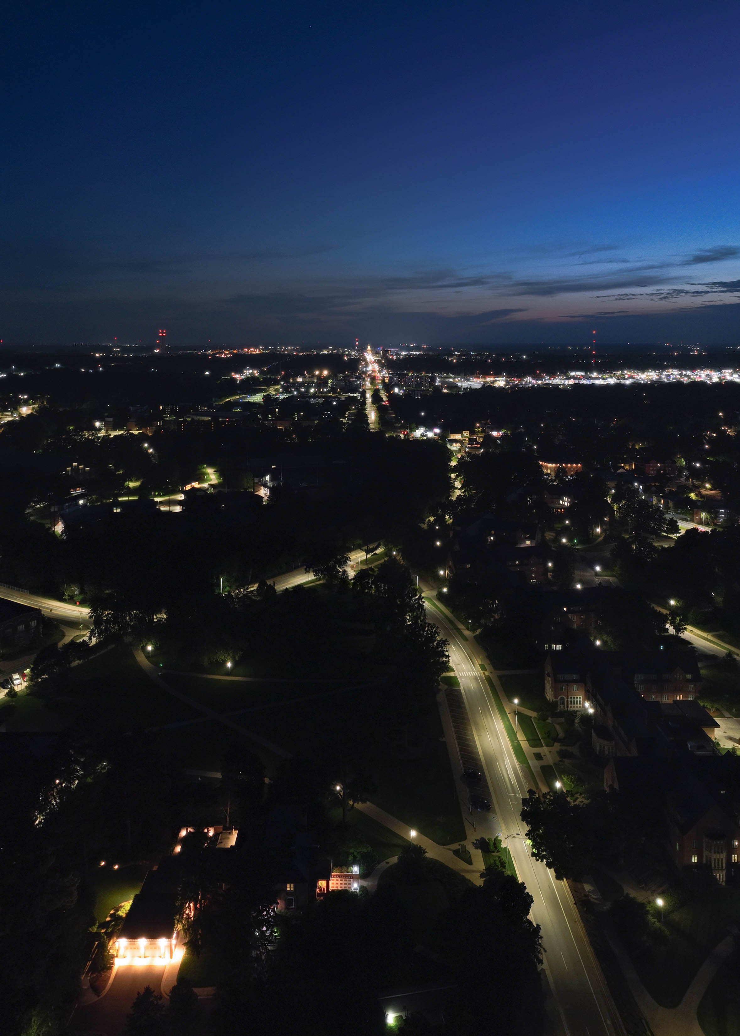 MSU from above at night