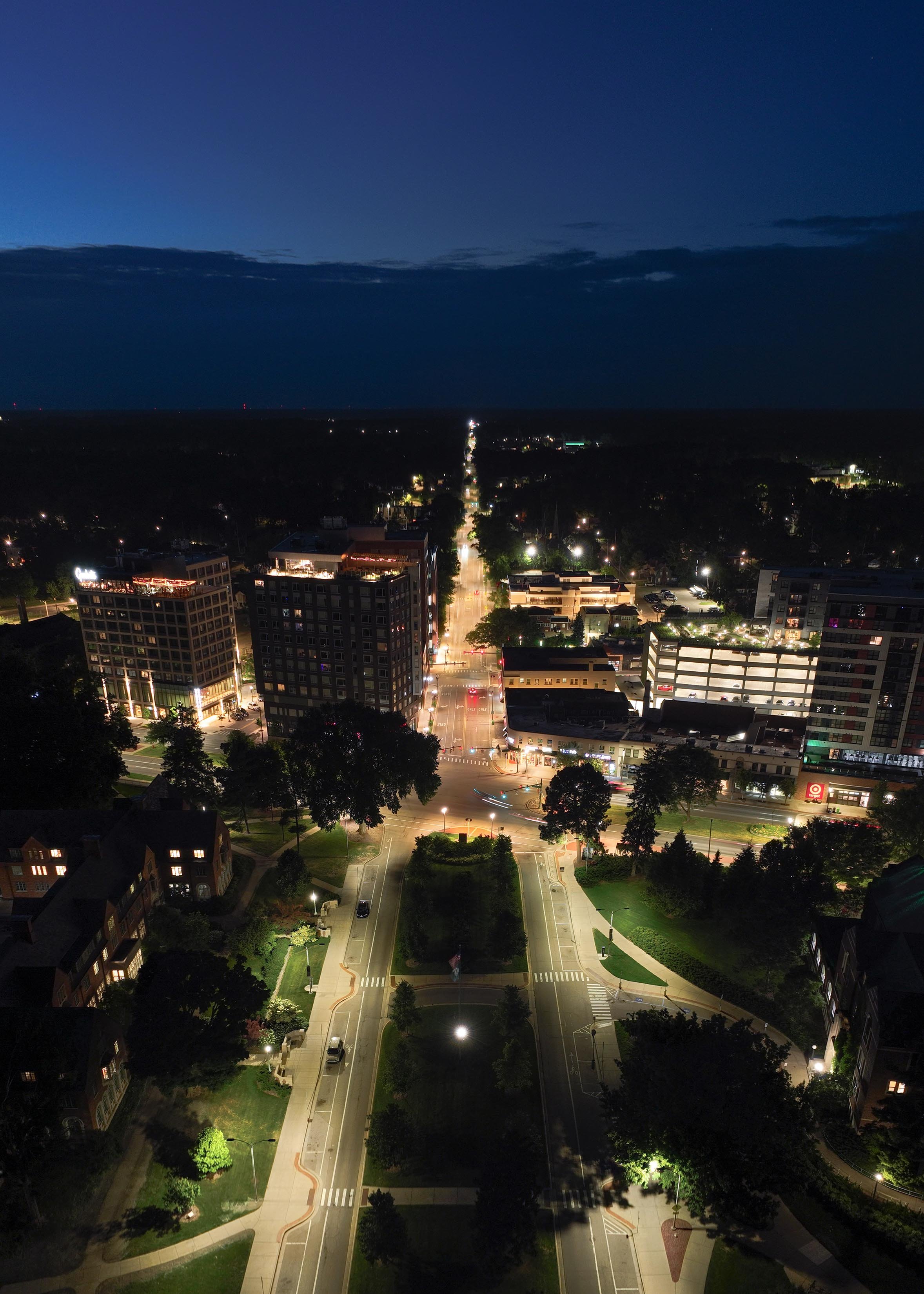 Grand River seen from above at night