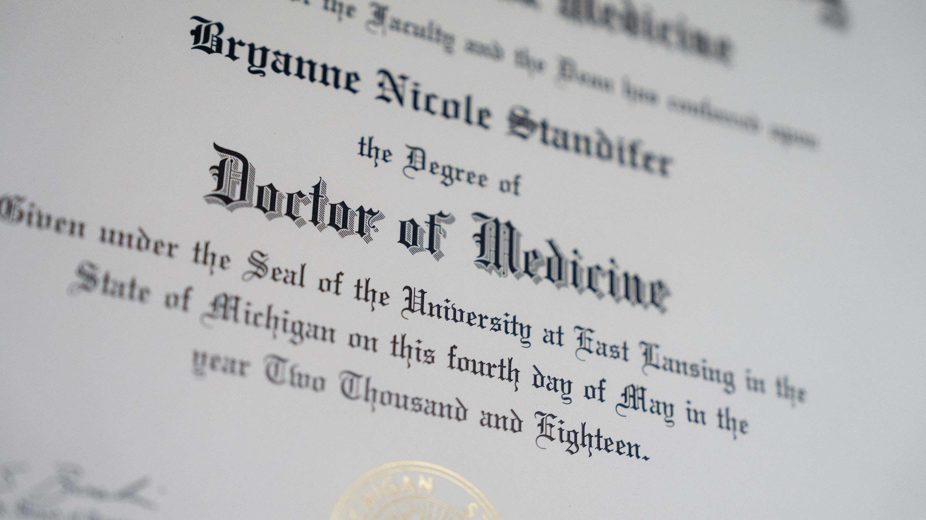 Bryanne Standifer-Barrett's doctor of medicine degree
