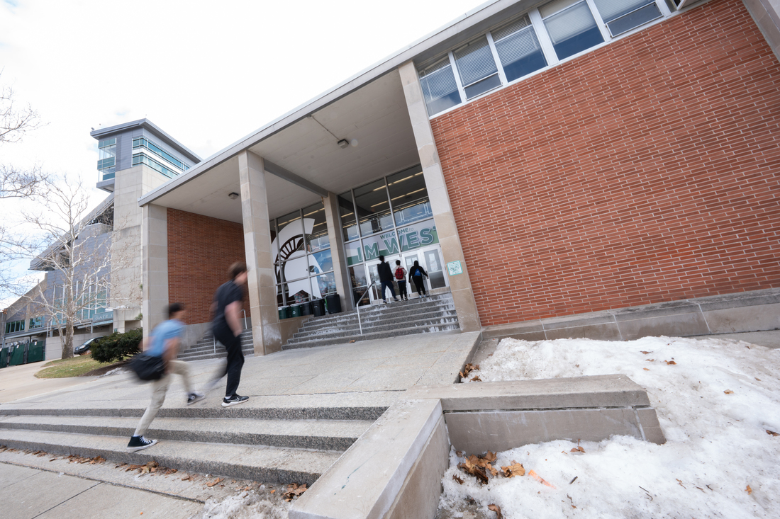 Winter exterior shot of IM West.