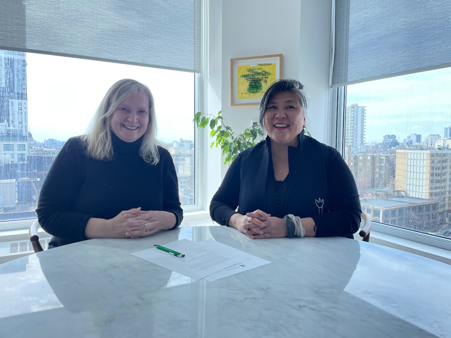 MOU signing with Rebecca Malouin, director of the Canadian Studies Center, and Ana Serrano, president and vice-chancellor of OCAD U in Toronto.