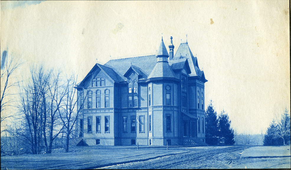 A historical image of the Botanical Lab that was on MSU's Campus from 1880 to 1890 before burning down in a fire