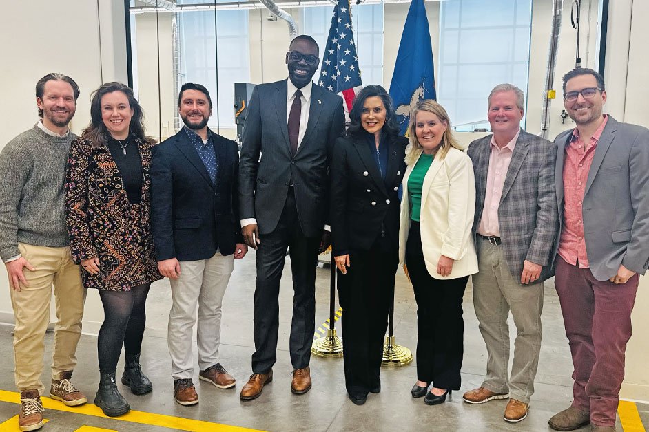 Members of the MSU Research Foundation joined by Michigan Gov. Gretchen Whitmer and Lt. Gov. Garlin Gilchrist II
