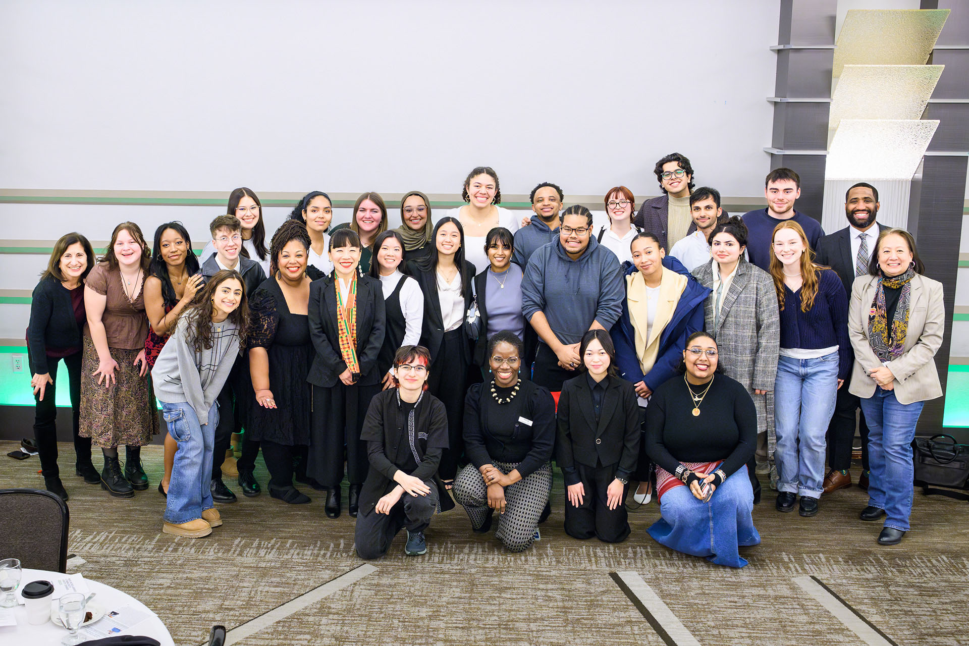 Large group photo of mostly student attendees at the MLK dinner