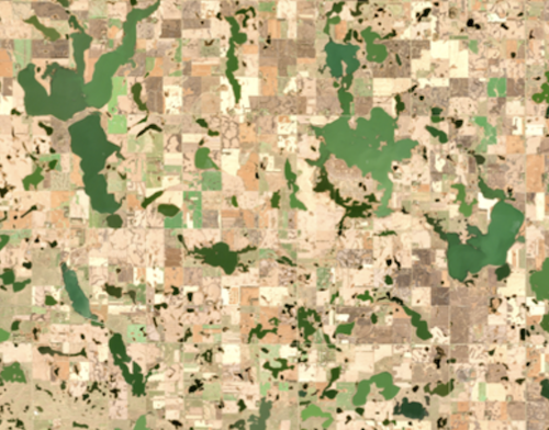 Aerial view of lakes.