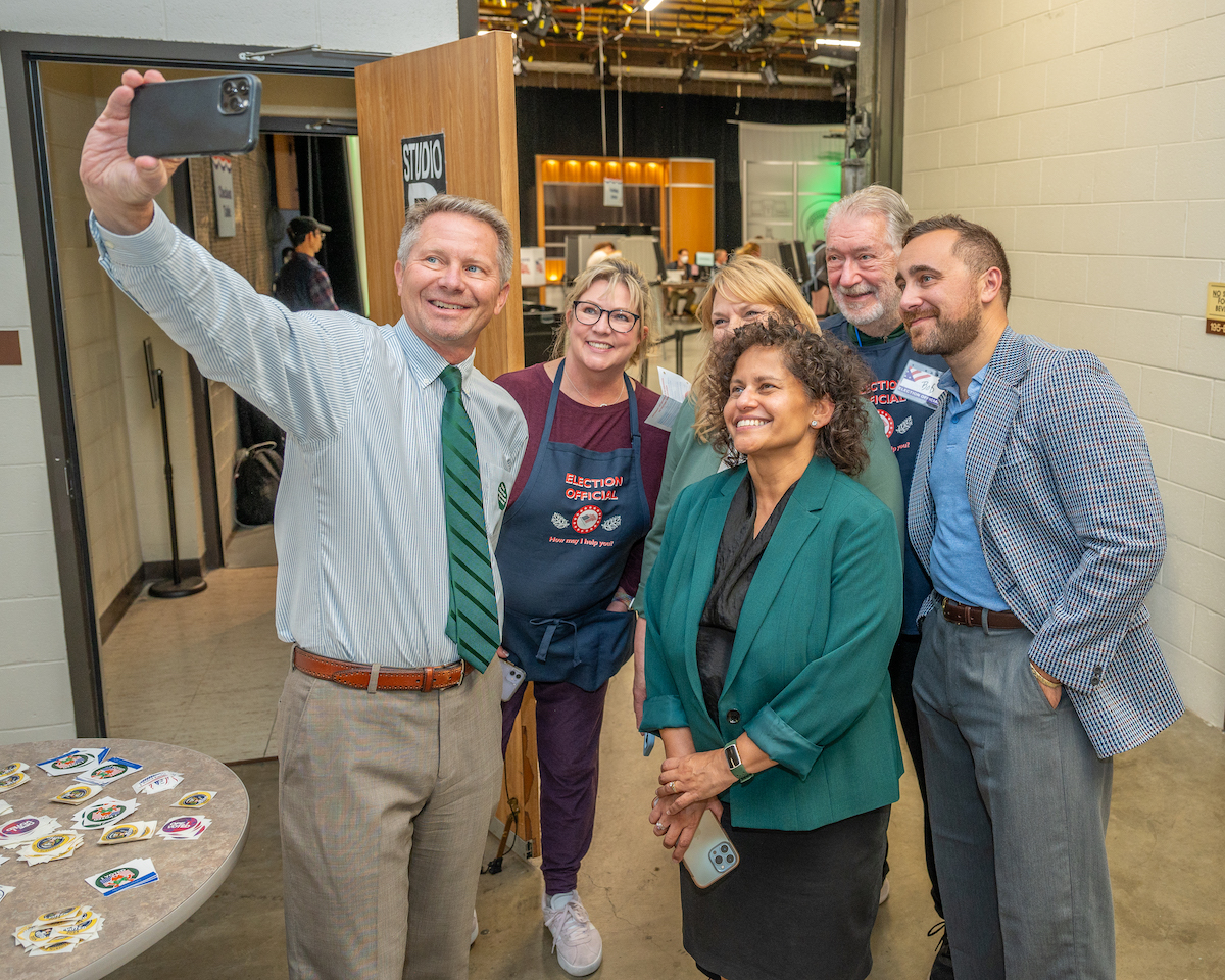 Members of the MSUvote committee at the WKAR early vote center.