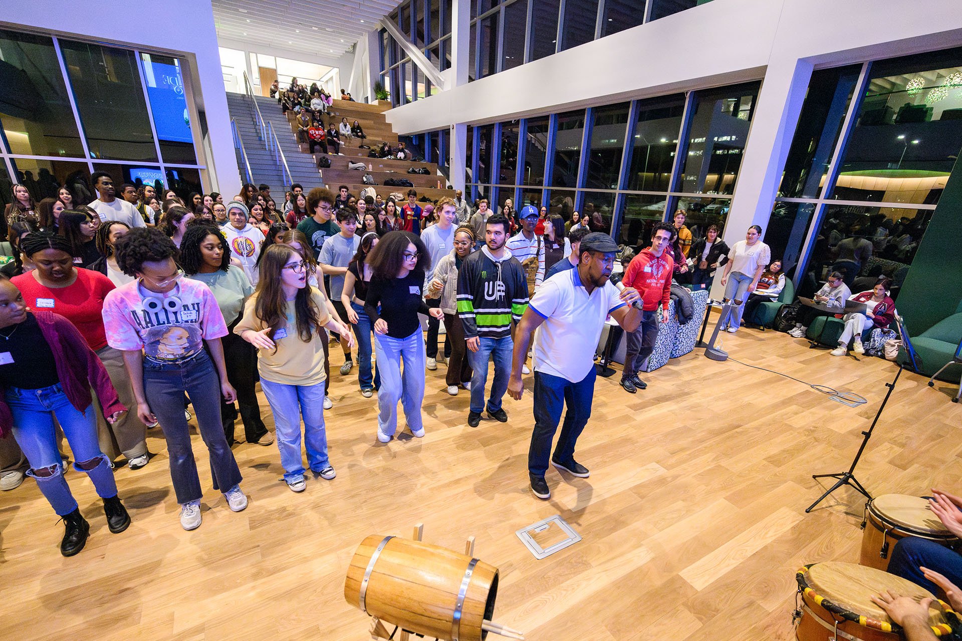 people gather inside ready to dance