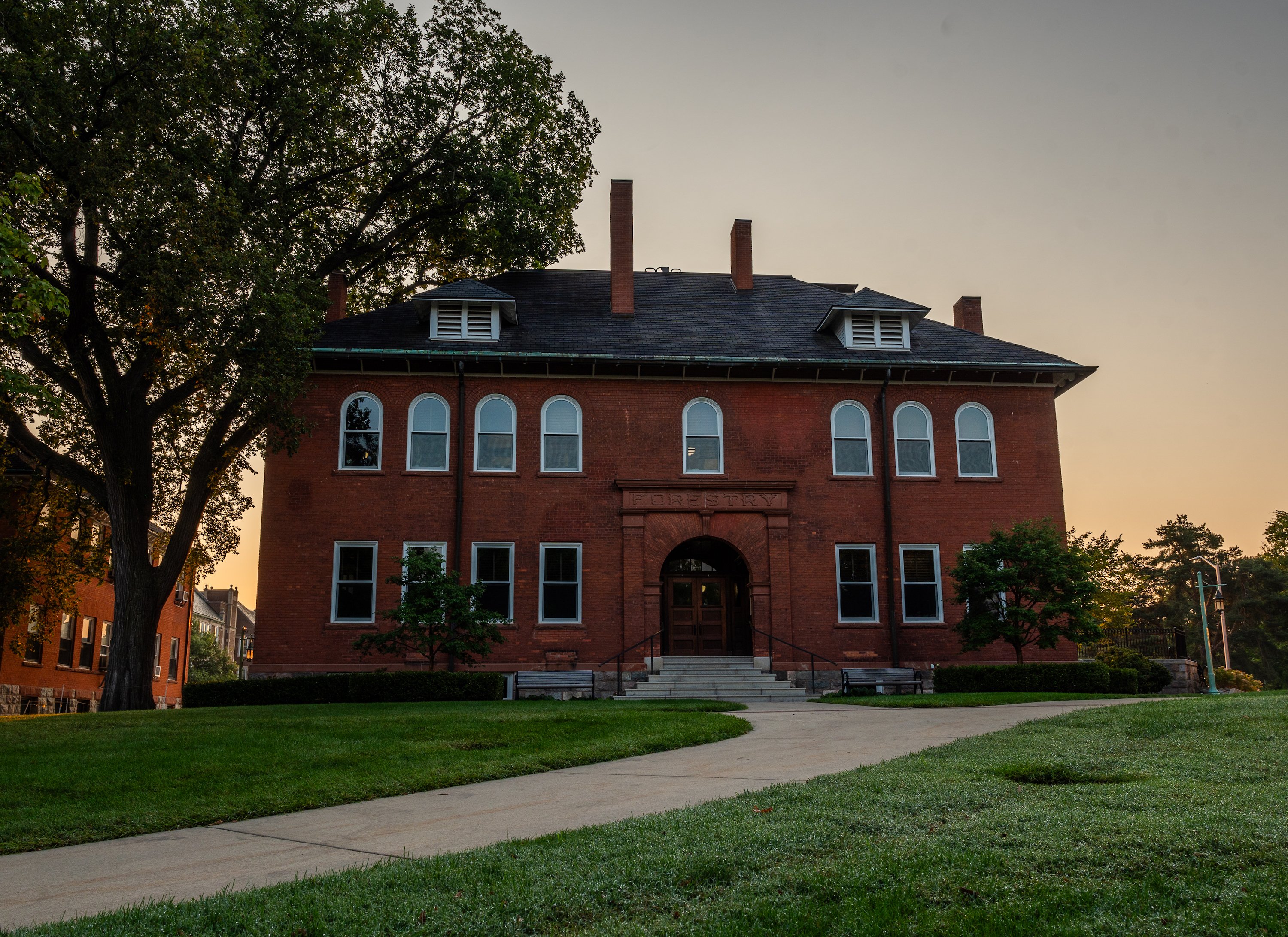 Chittenden Hall at dusk.