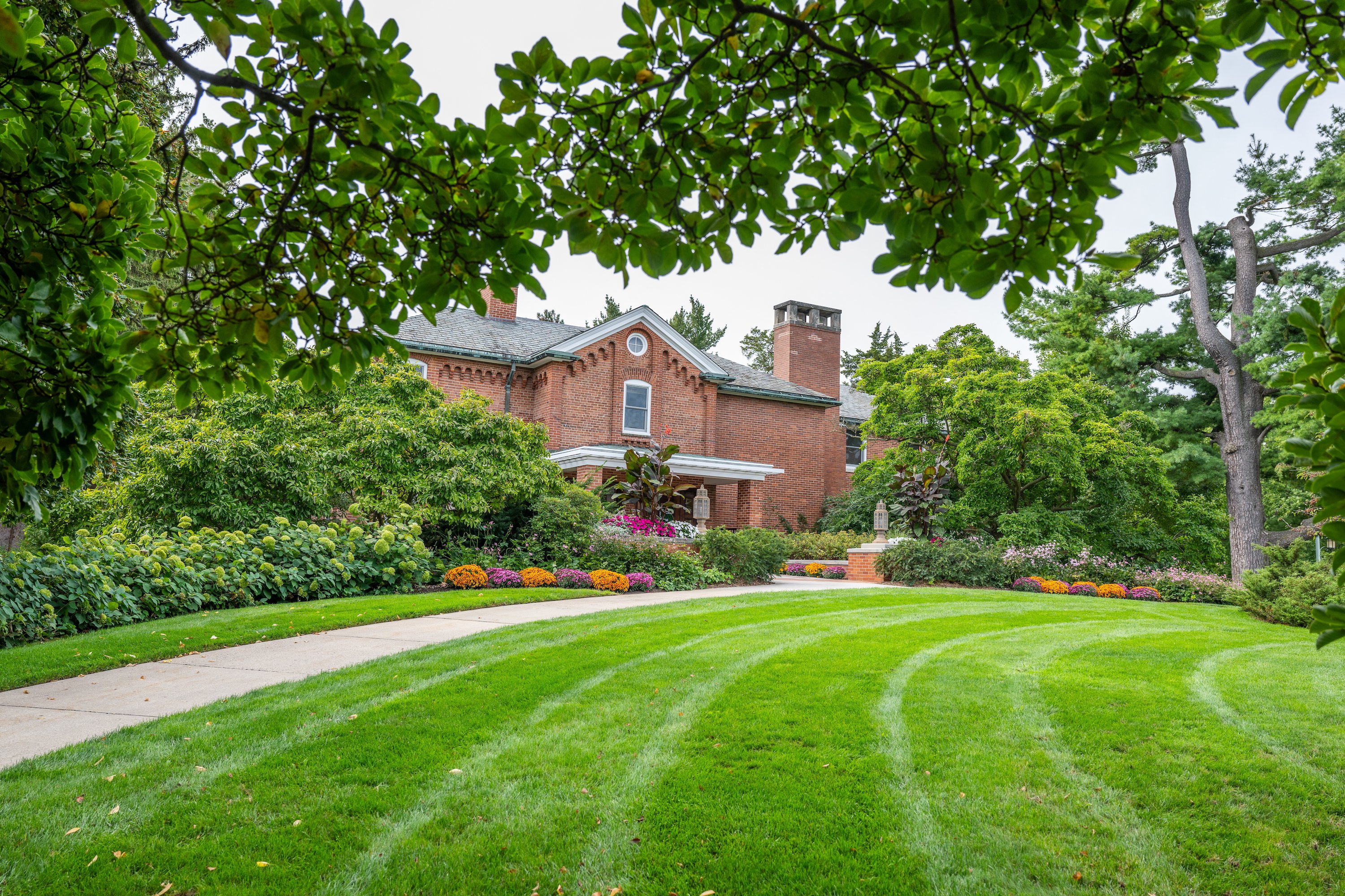 Cowles House and its front lawn.