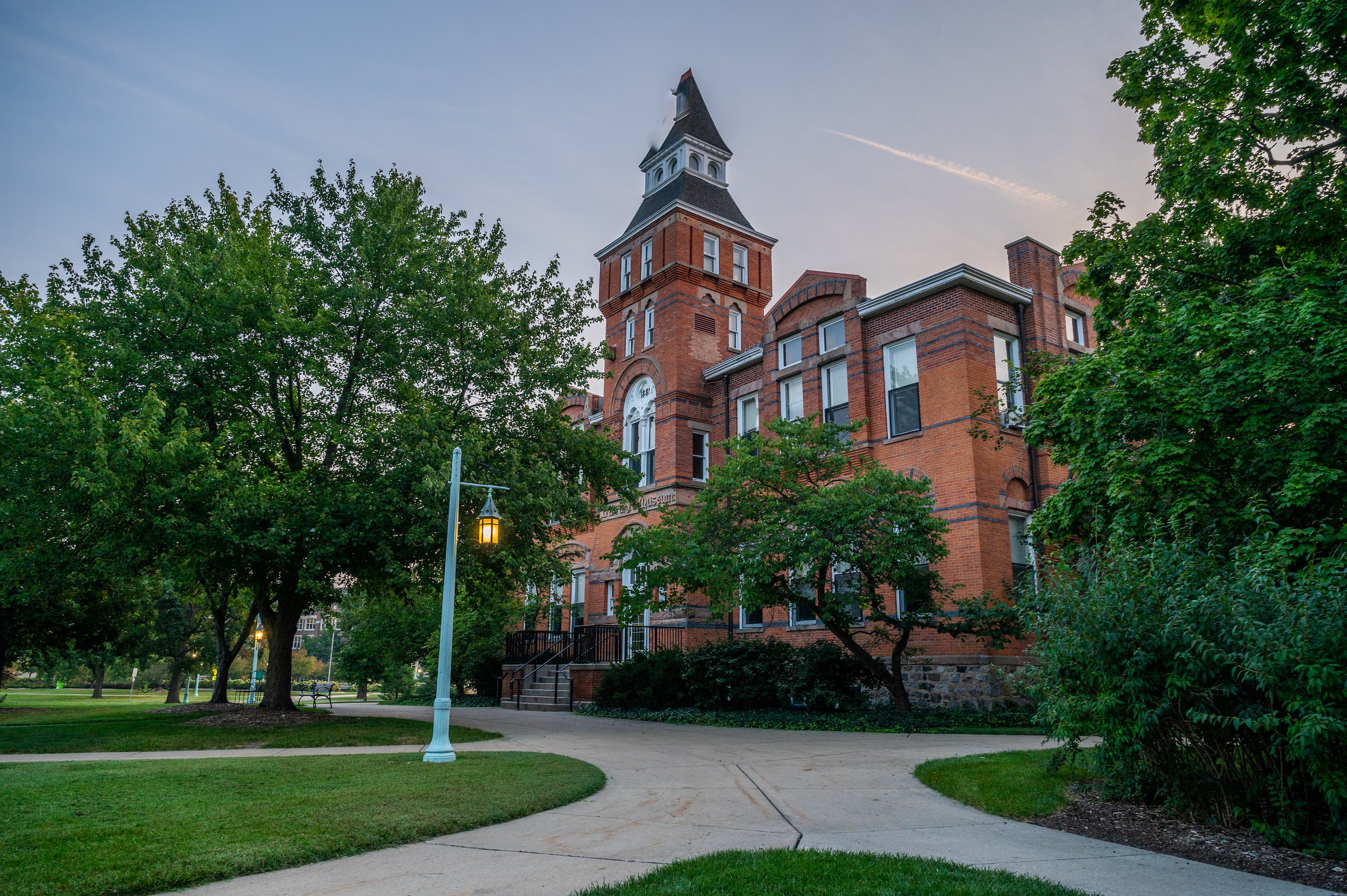 Exterior of Linton Hall in the summer.
