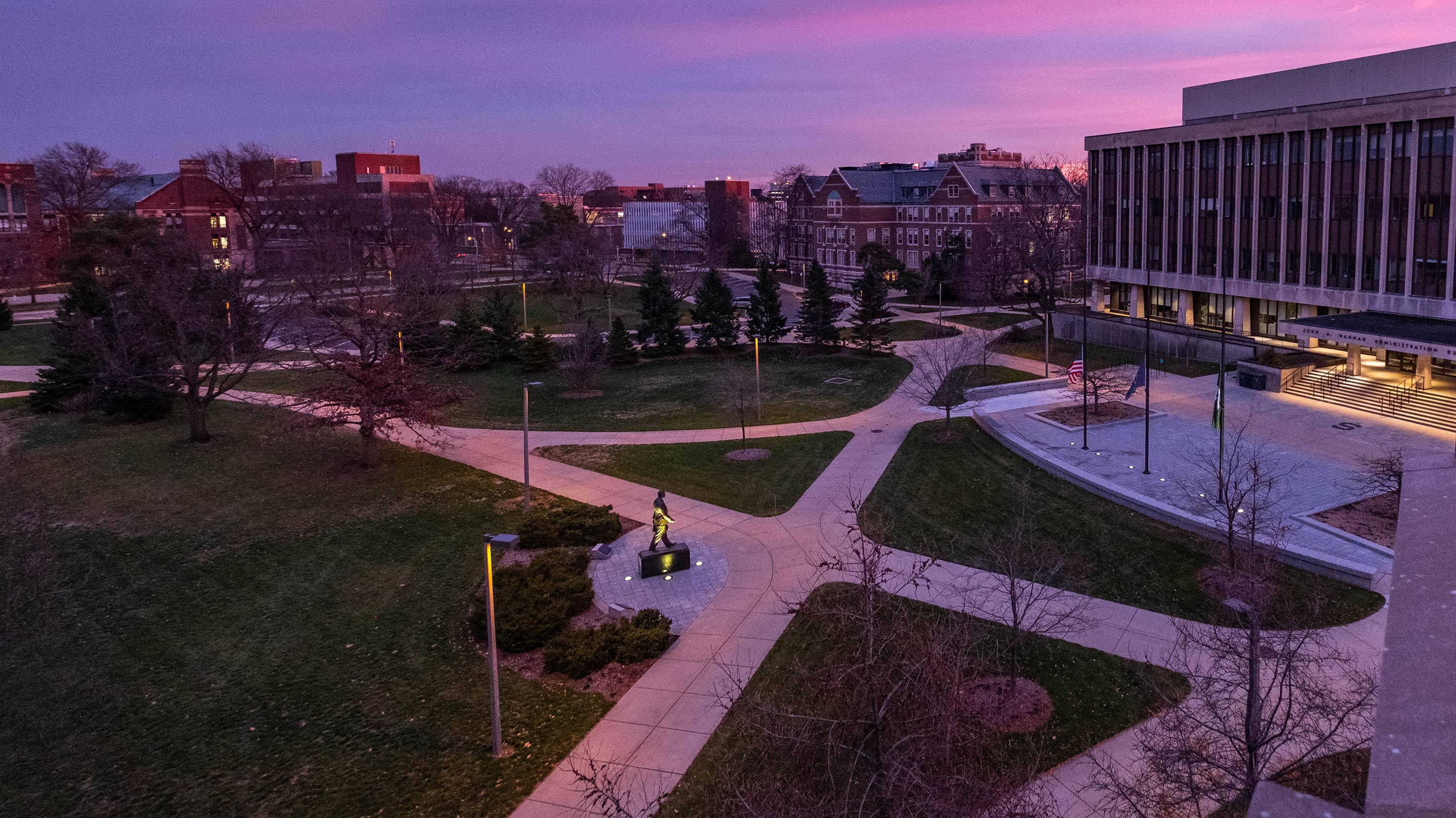 MSU campus at night