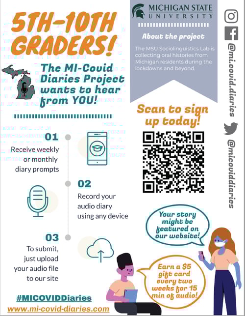 info for 5th-10th graders to participate in COVID Diaries