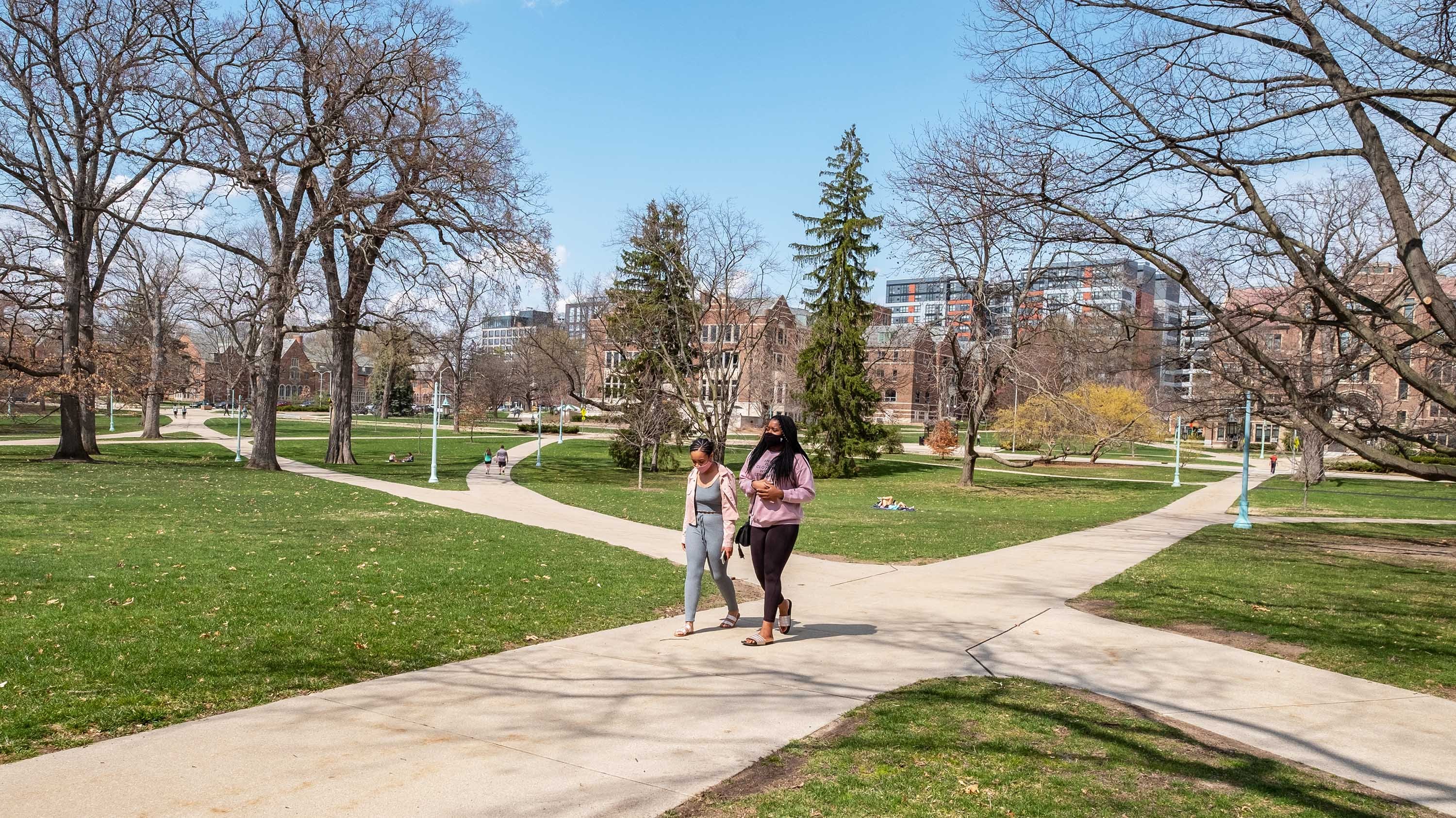 Students walking on campus