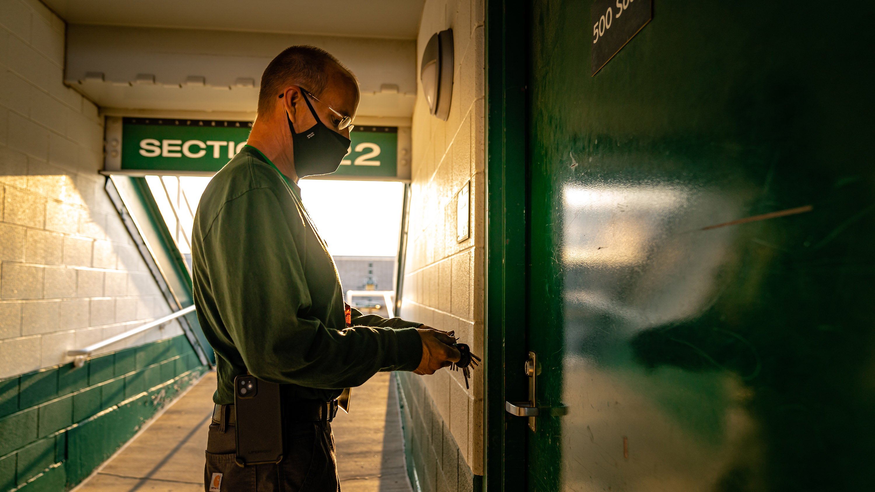 IPF worker in Spartan Stadium